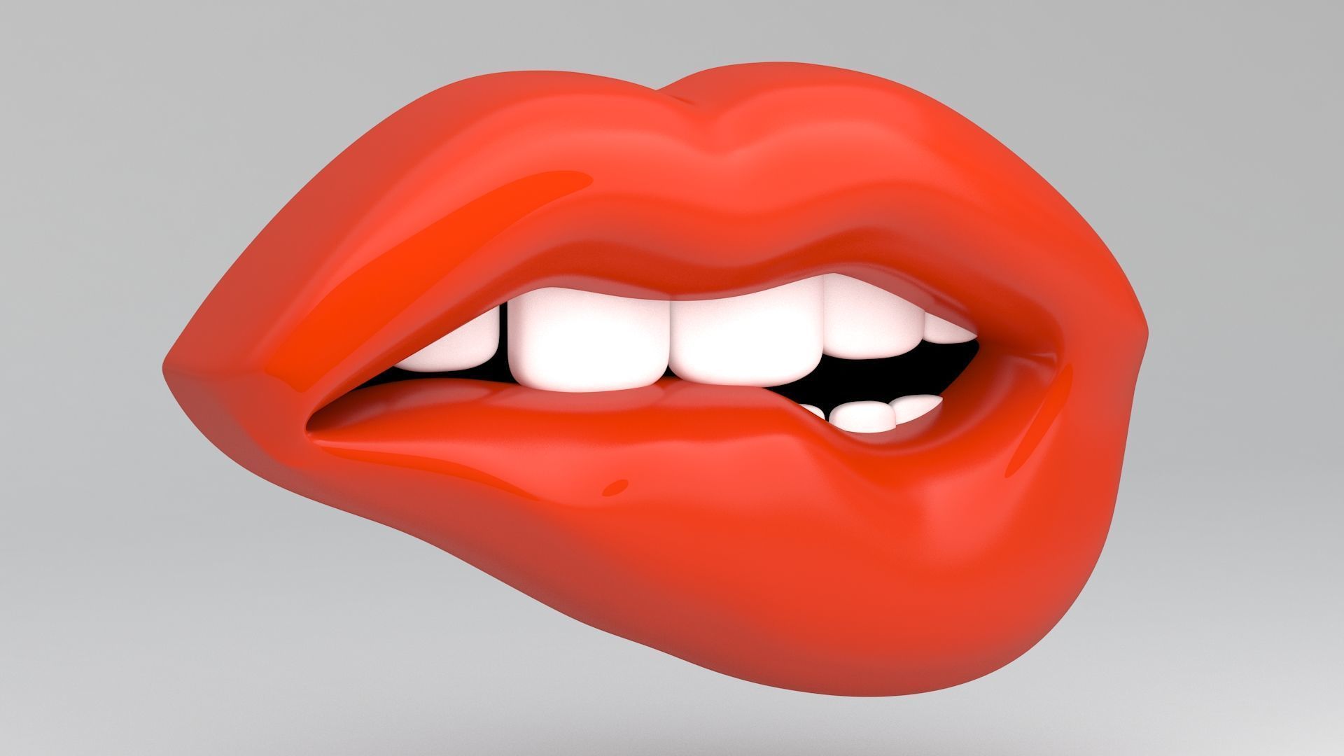Red lips biting 3D model_1