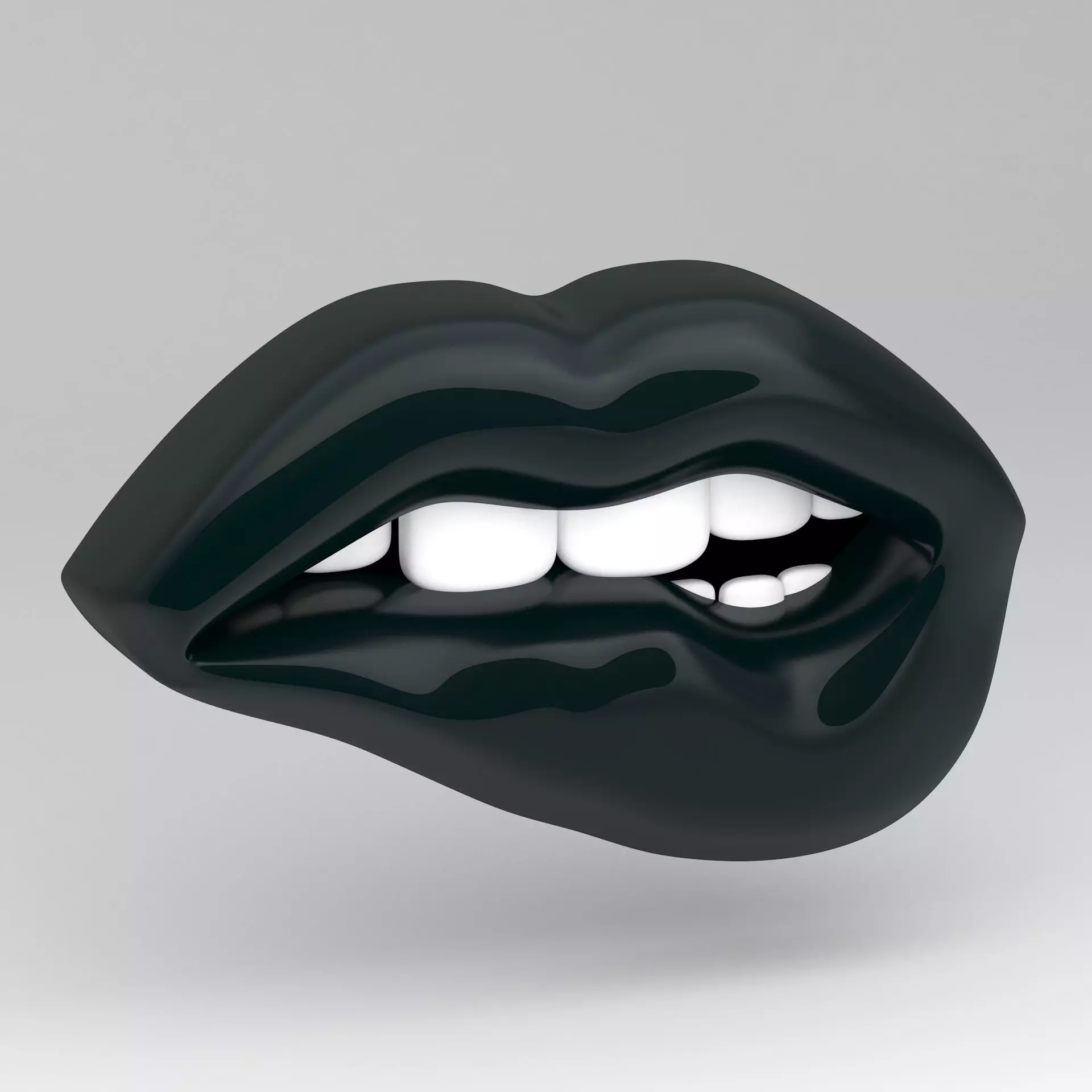 Black lips biting 3D model_0