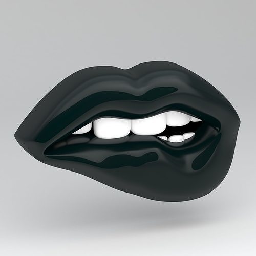 Black lips biting 3D model