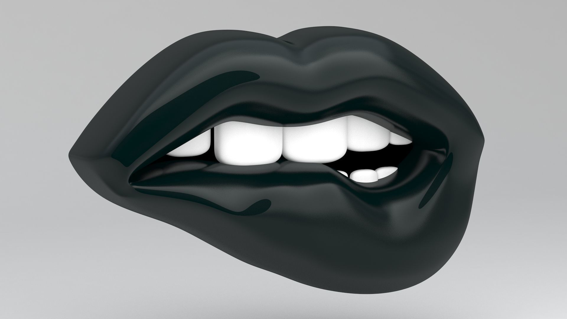 Black lips biting 3D model_1