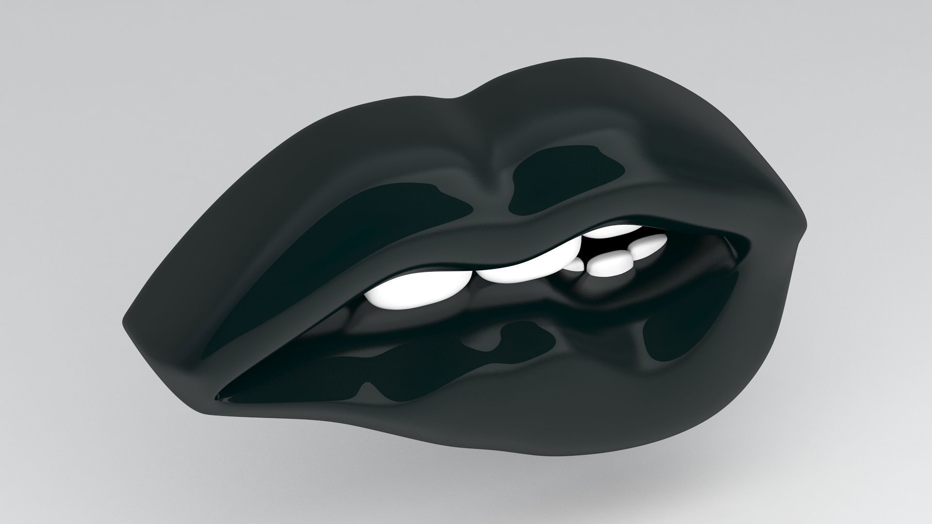 Black lips biting 3D model_3