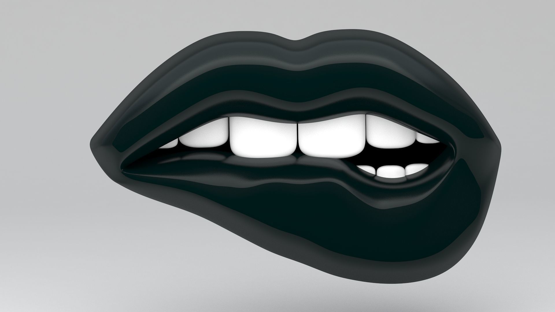 Black lips biting 3D model_5