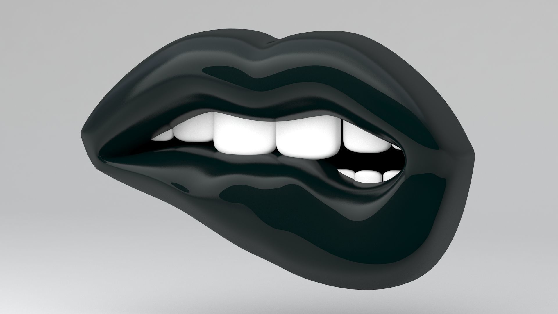 Black lips biting 3D model_2