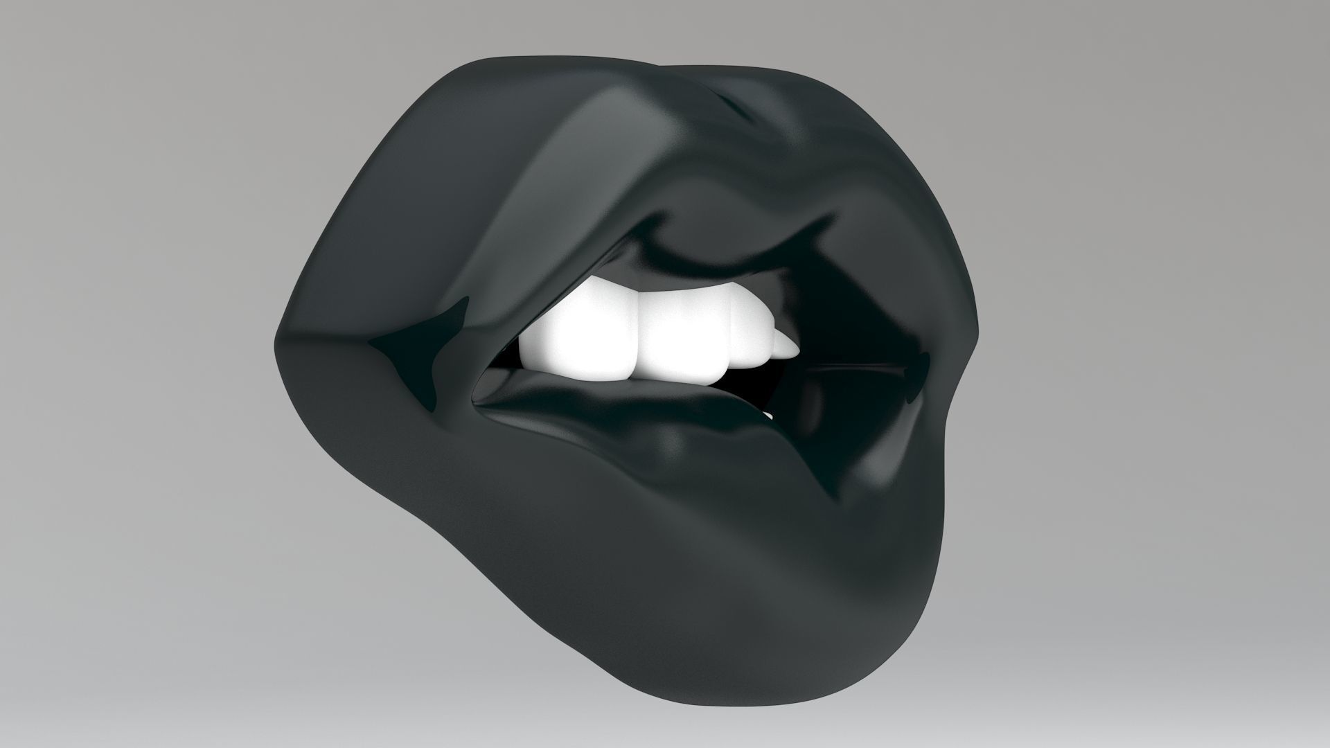 Black lips biting 3D model_4