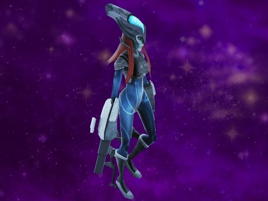 Sci-Fi Woman Low-poly 3D model_3