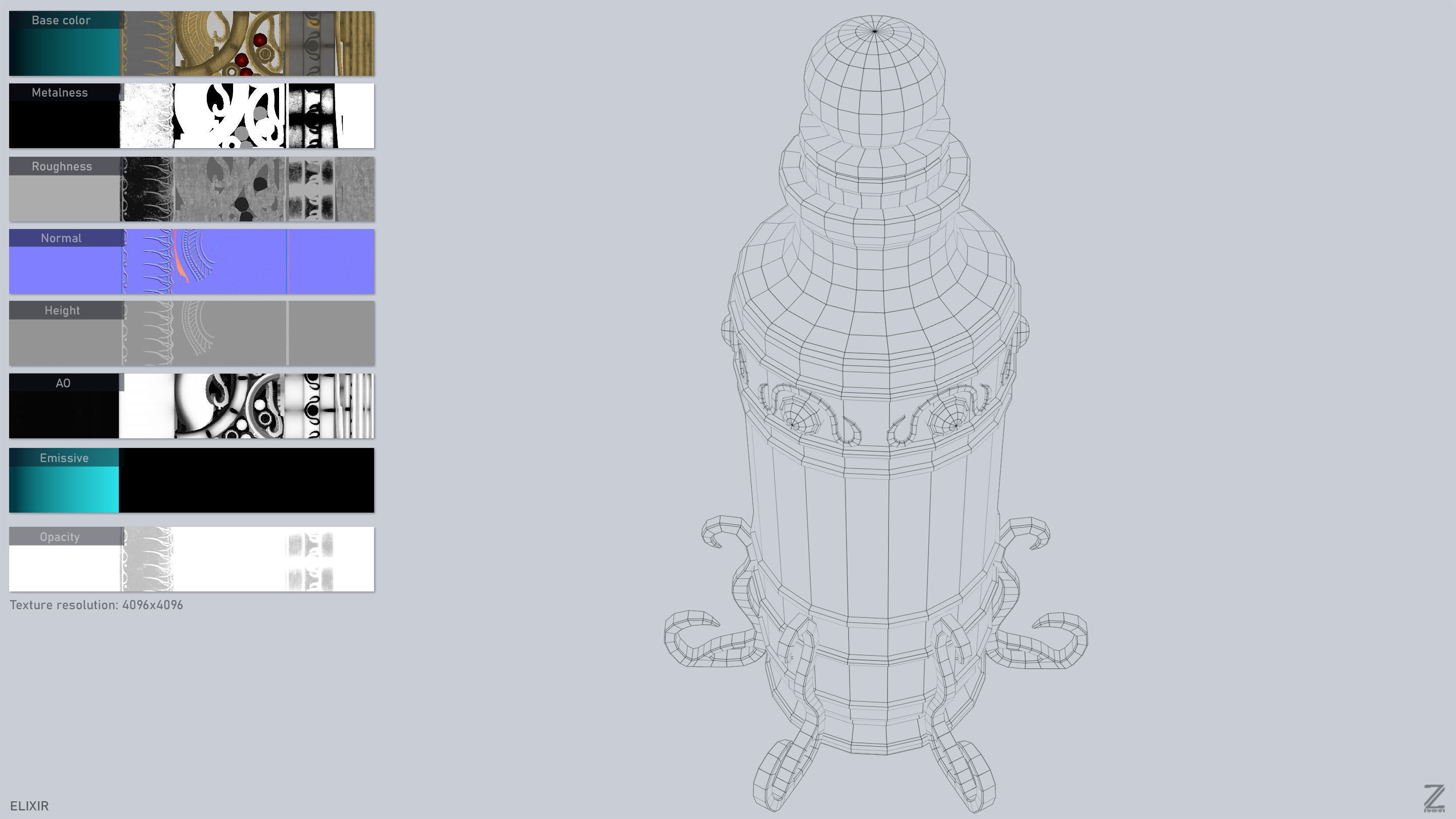 Elixir Low-poly 3D model_3