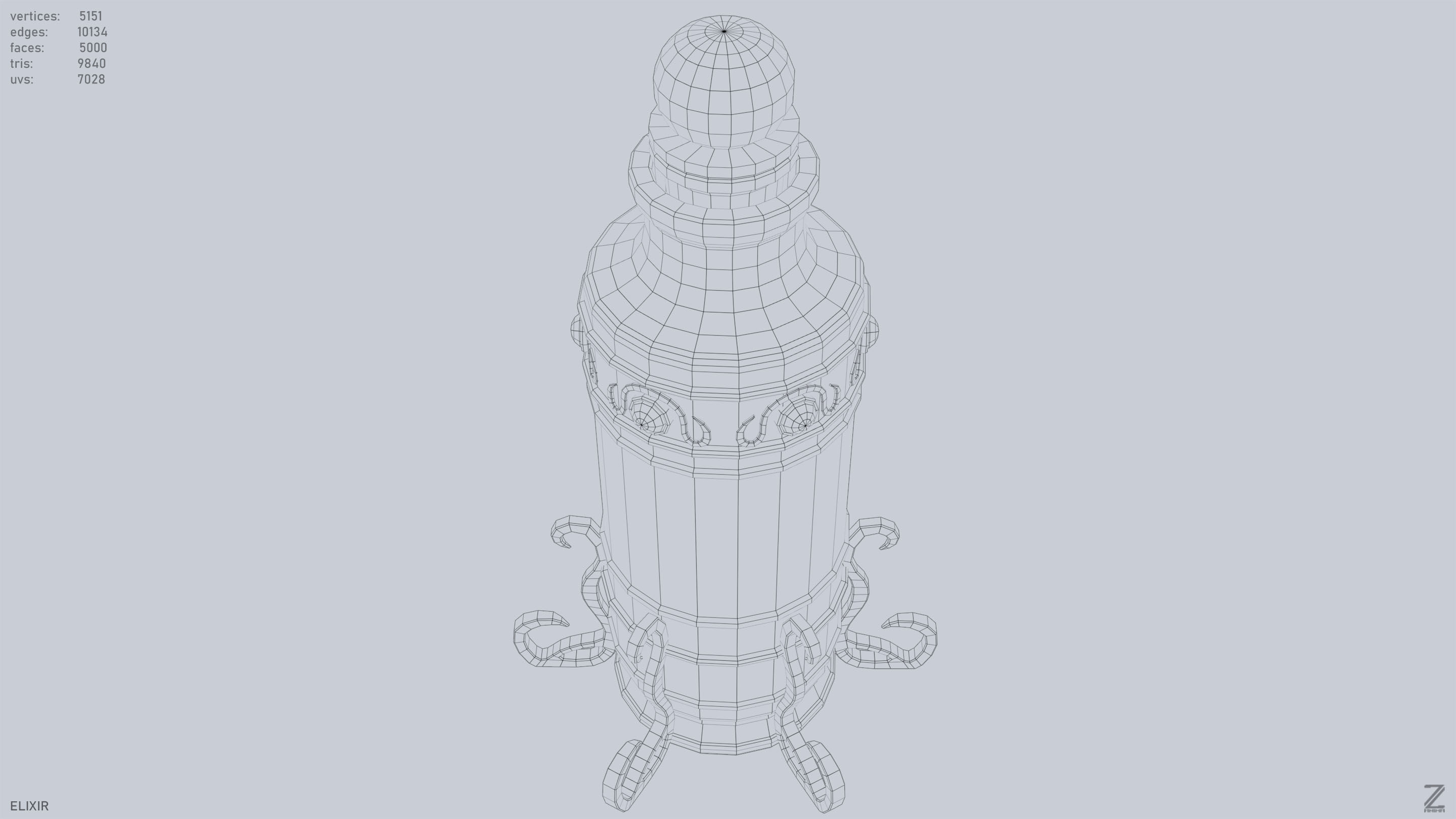 Elixir Low-poly 3D model_15