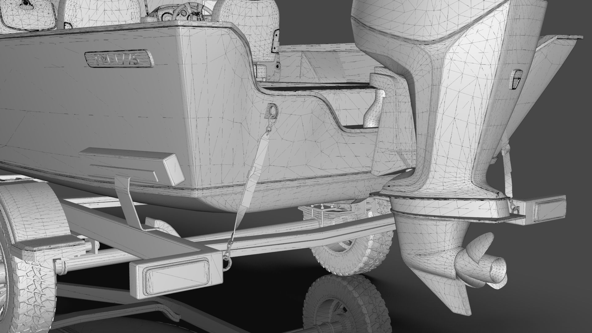 Boat Lowe Fishing Machine 1775 WT plus Trailer  Low-poly 3D model_42