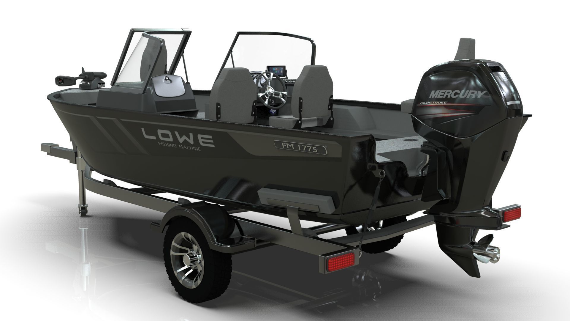 Boat Lowe Fishing Machine 1775 WT plus Trailer  Low-poly 3D model_3