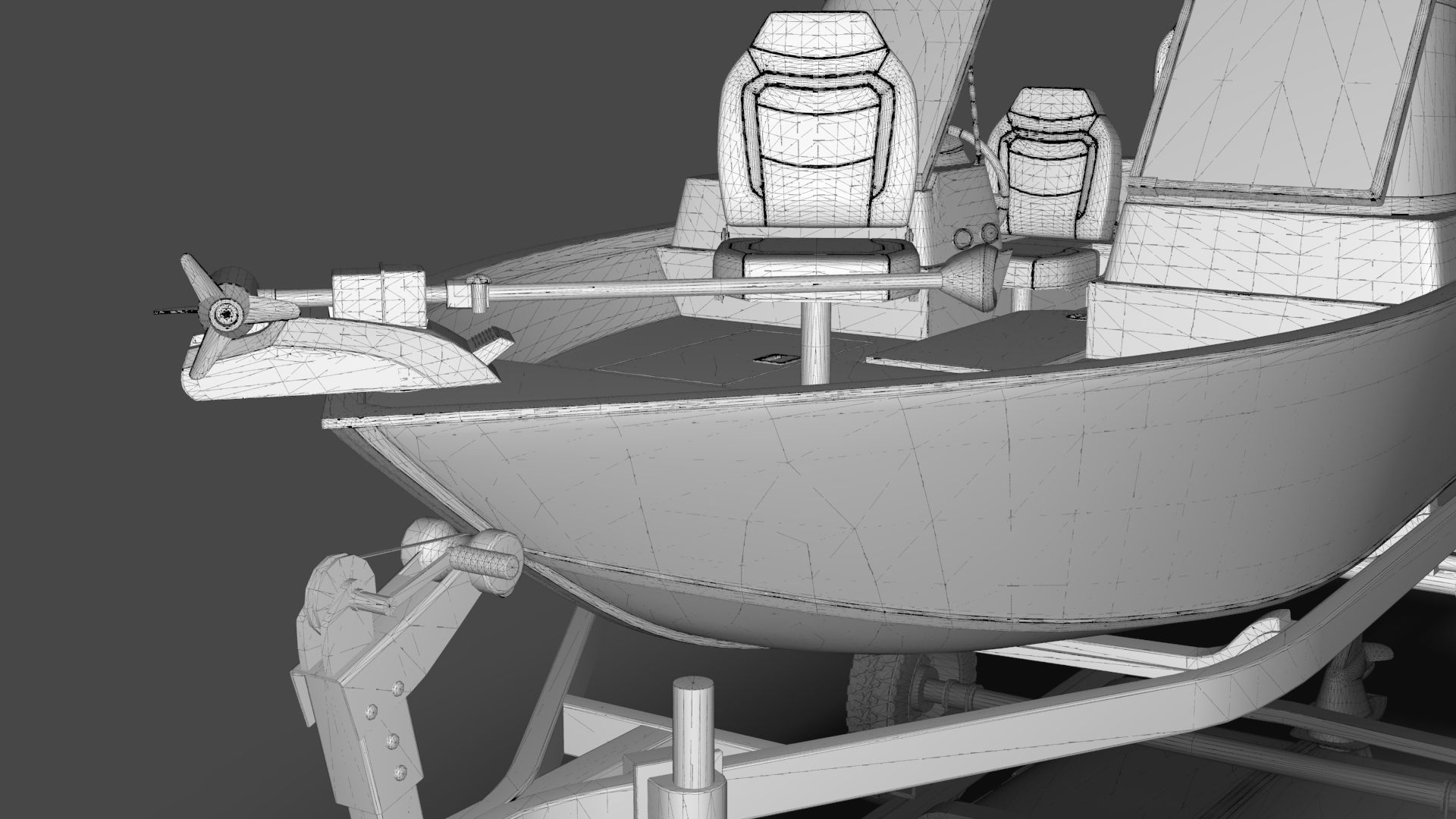 Boat Lowe Fishing Machine 1775 WT plus Trailer  Low-poly 3D model_23