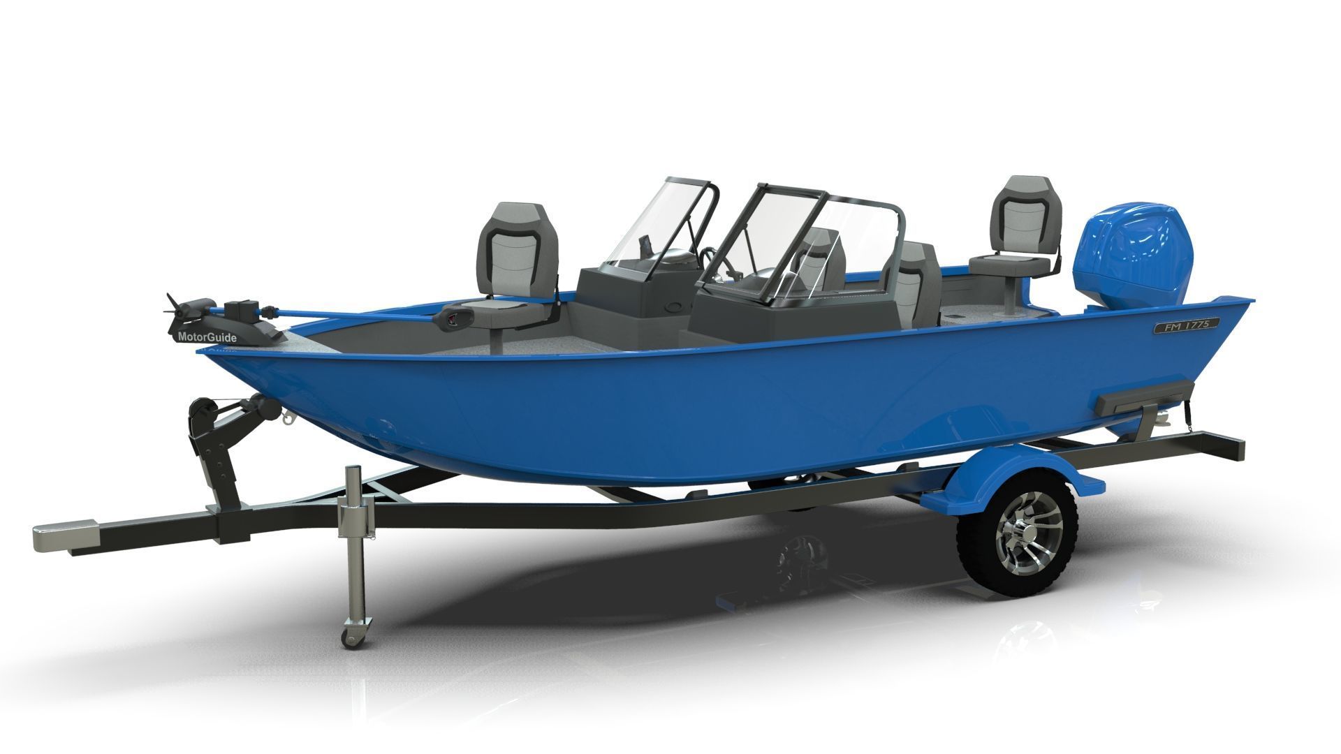 Boat Lowe Fishing Machine 1775 WT plus Trailer  Low-poly 3D model_14