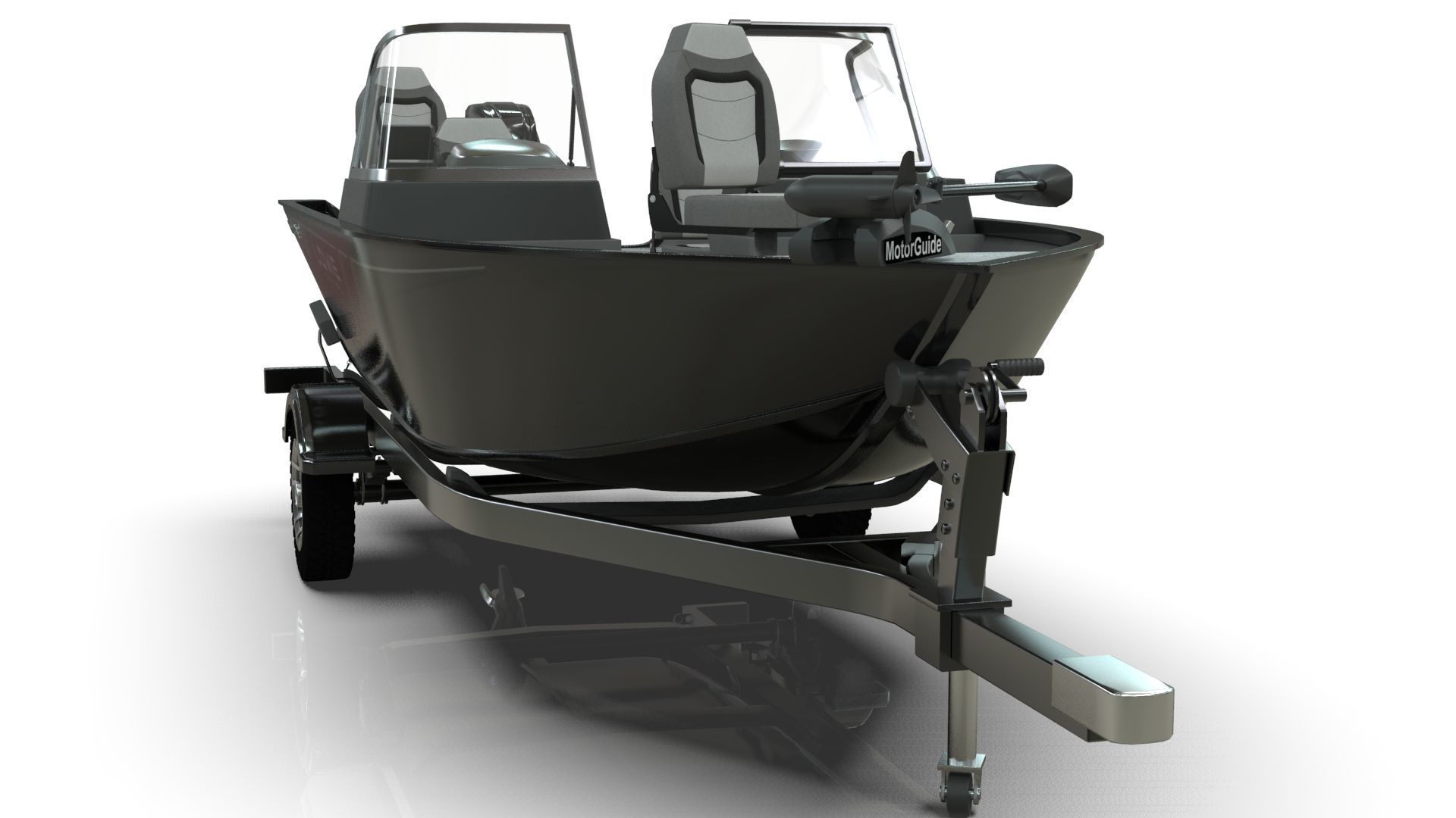 Boat Lowe Fishing Machine 1775 WT plus Trailer  Low-poly 3D model_6