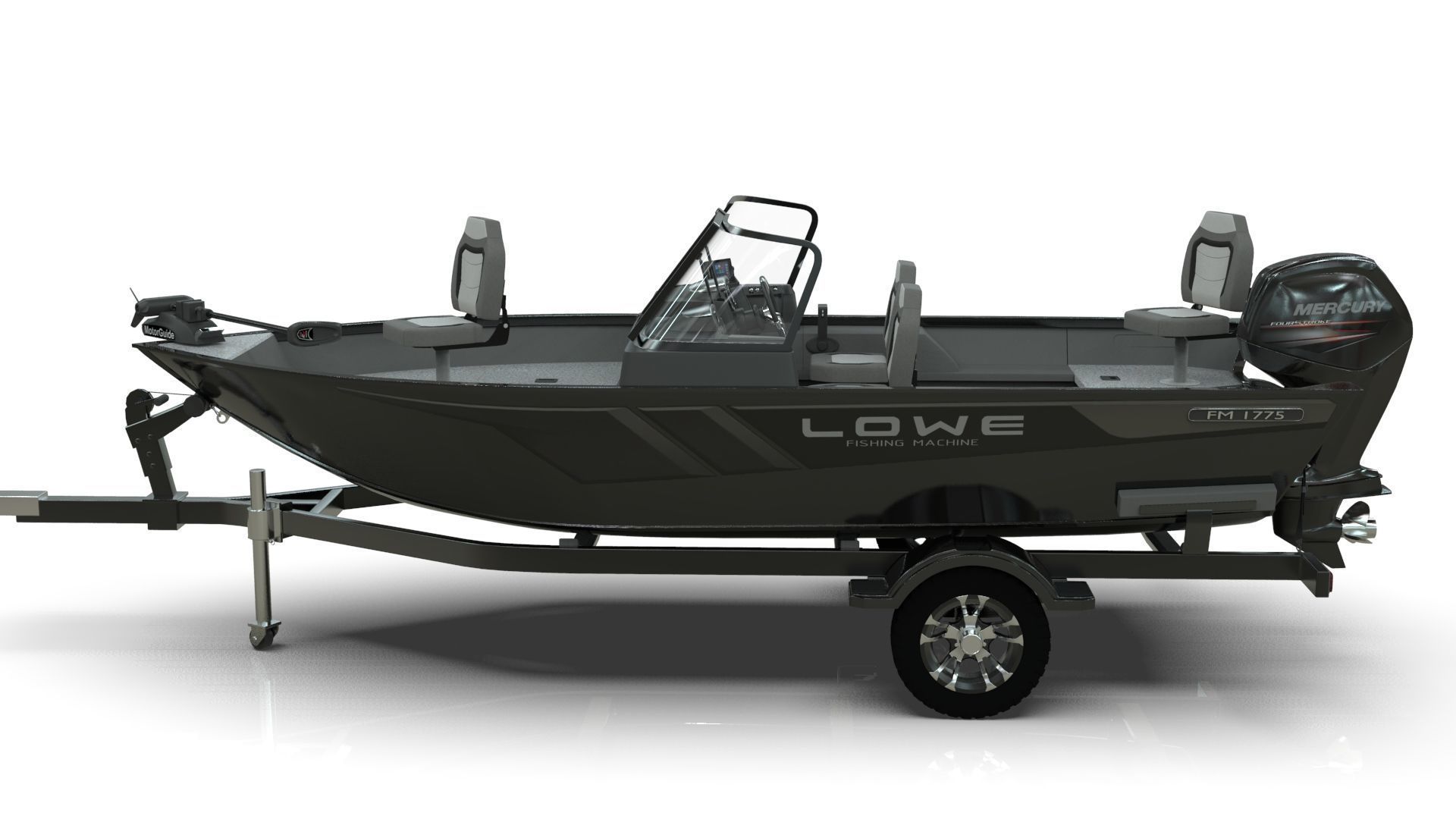Boat Lowe Fishing Machine 1775 WT plus Trailer  Low-poly 3D model_2