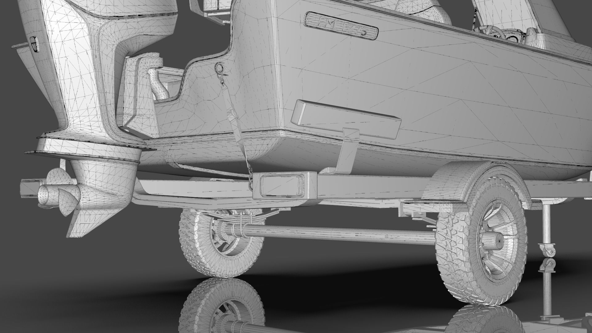 Boat Lowe Fishing Machine 1775 WT plus Trailer  Low-poly 3D model_38