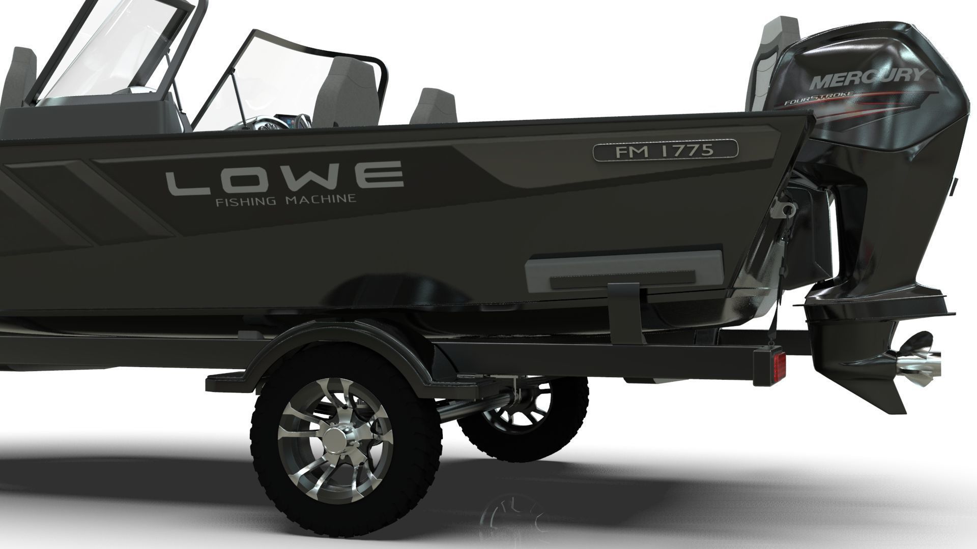 Boat Lowe Fishing Machine 1775 WT plus Trailer  Low-poly 3D model_13