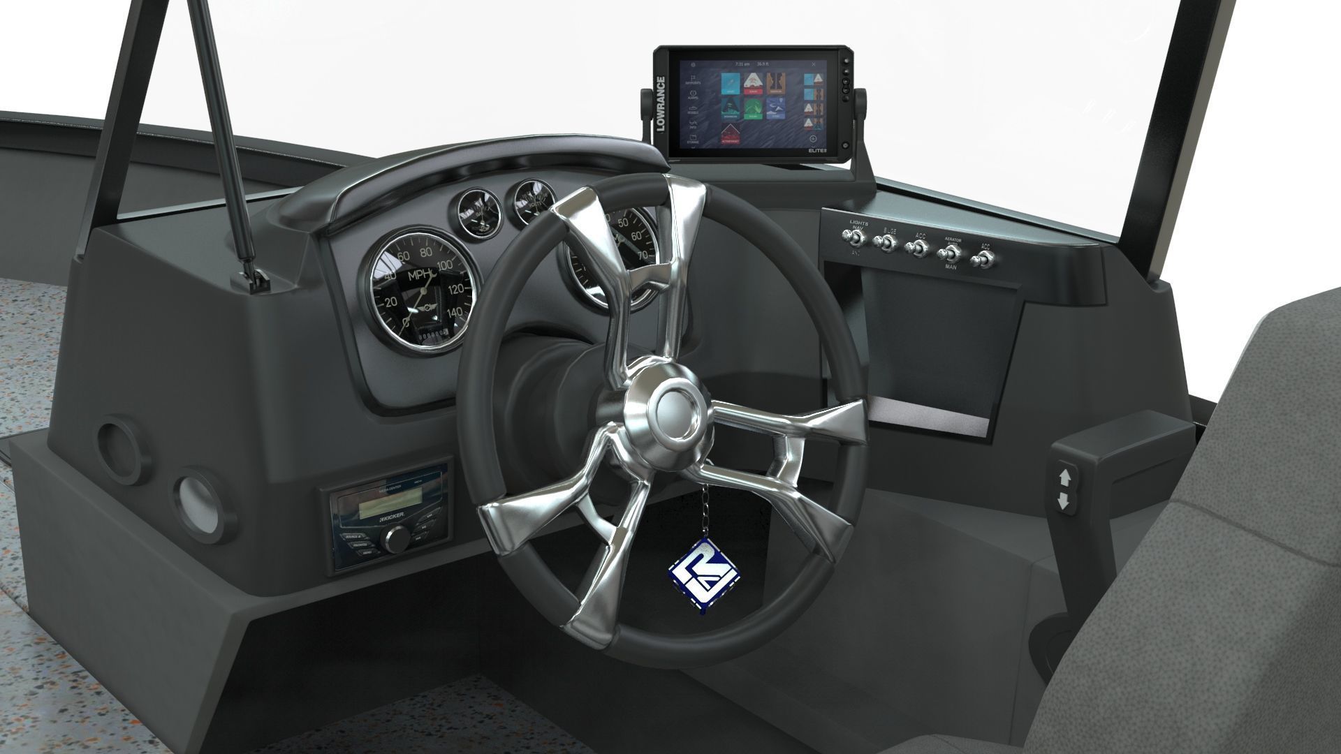 Boat Lowe Fishing Machine 1775 WT plus Trailer  Low-poly 3D model_8