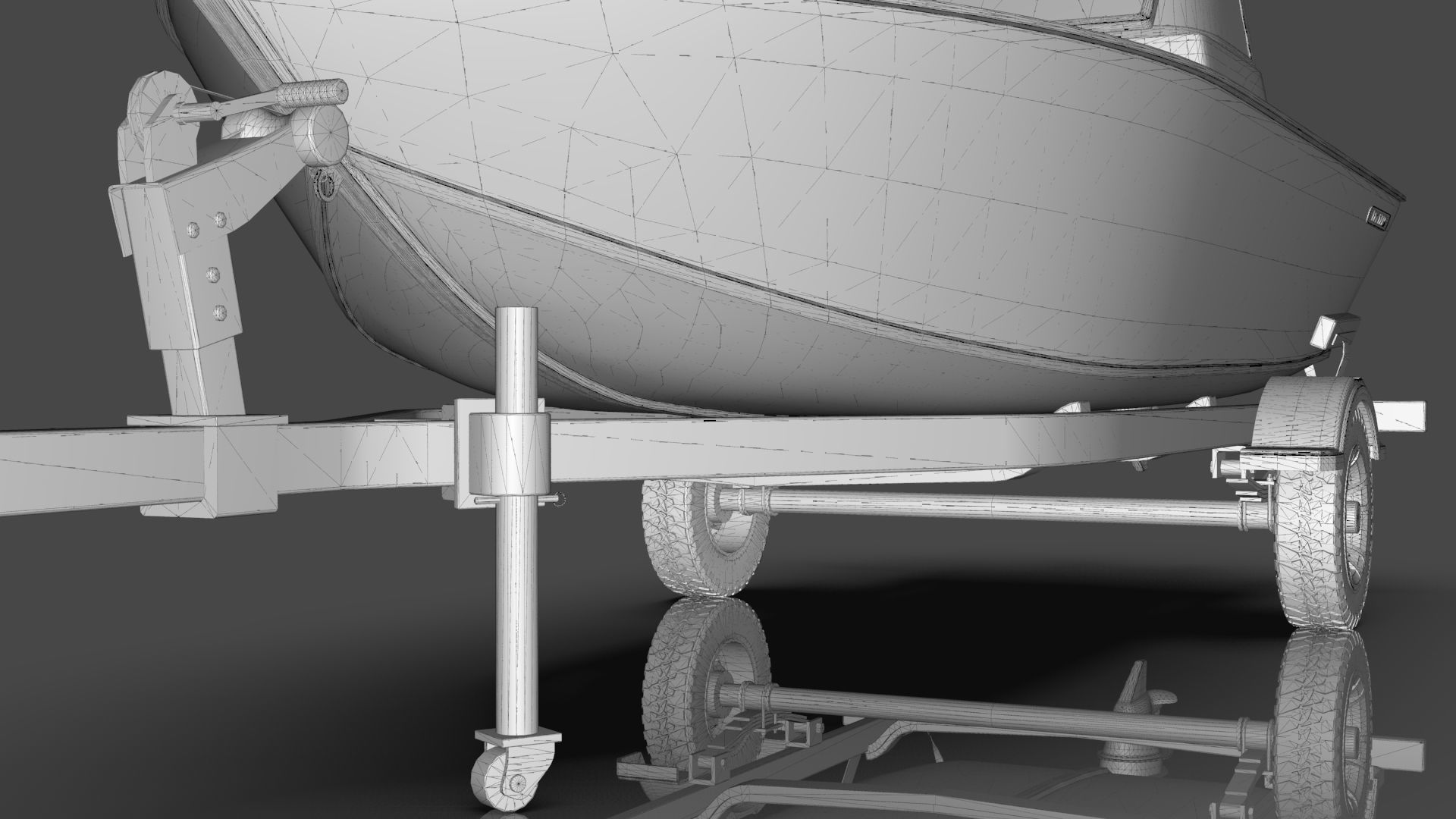 Boat Lowe Fishing Machine 1775 WT plus Trailer  Low-poly 3D model_39