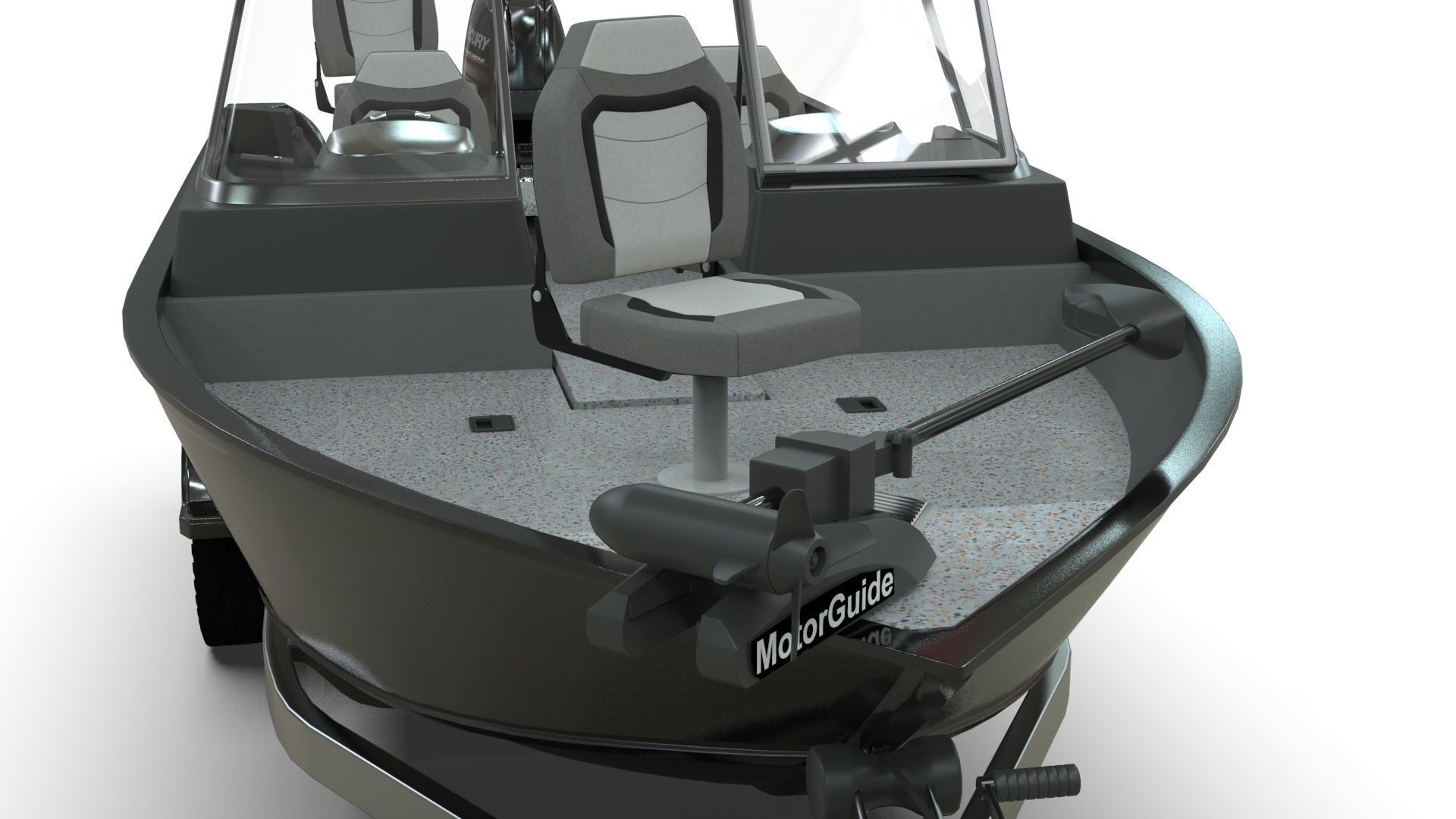 Boat Lowe Fishing Machine 1775 WT plus Trailer  Low-poly 3D model_7