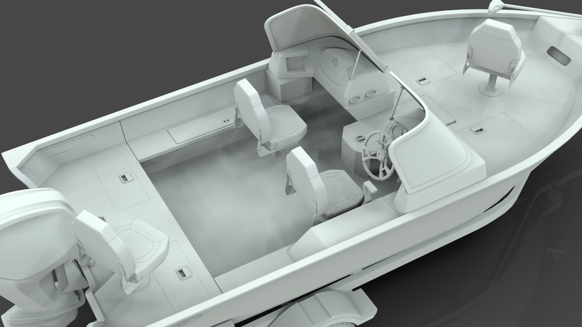 Boat Lowe Fishing Machine 1775 WT plus Trailer  Low-poly 3D model_21