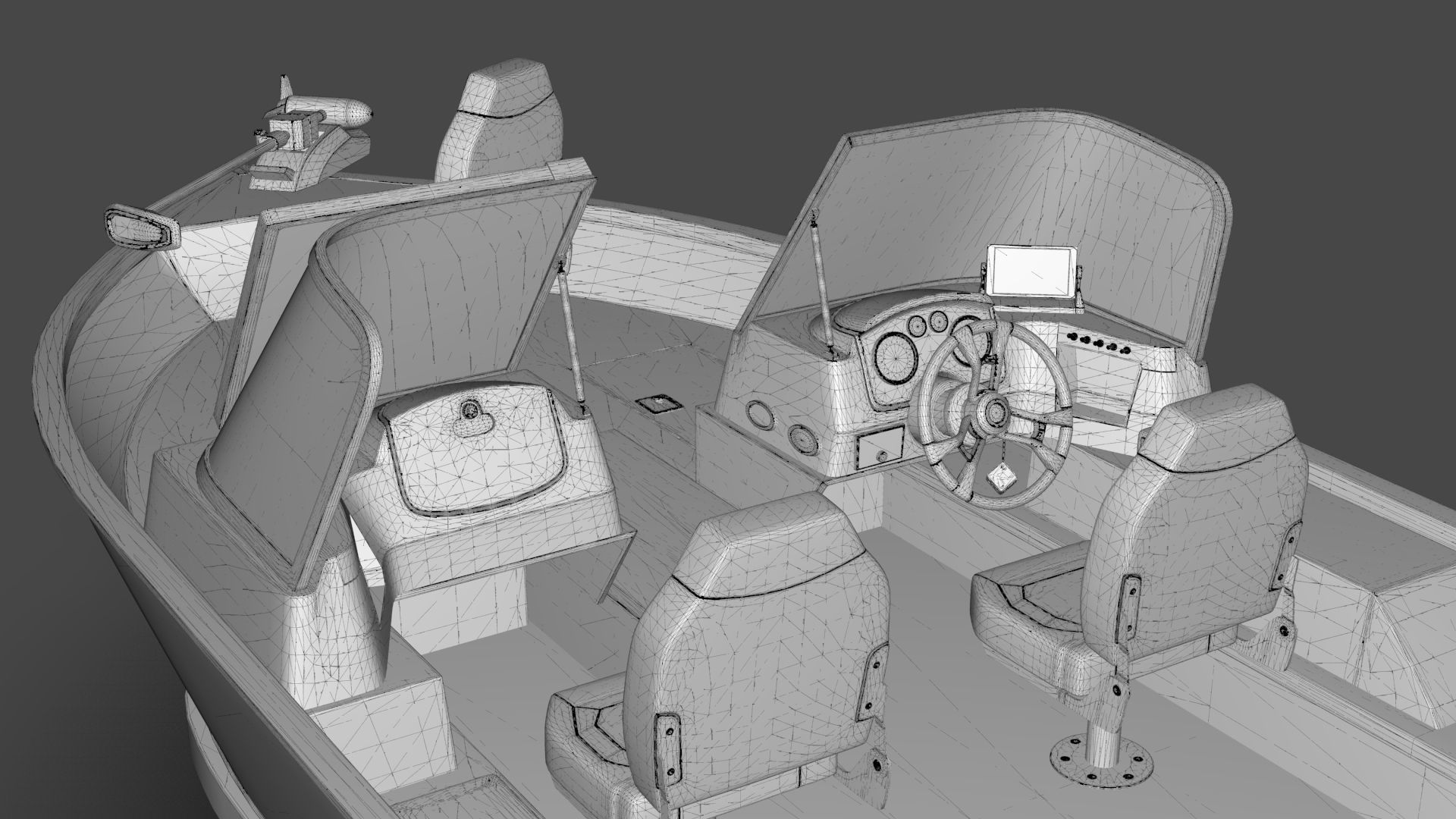 Boat Lowe Fishing Machine 1775 WT plus Trailer  Low-poly 3D model_44