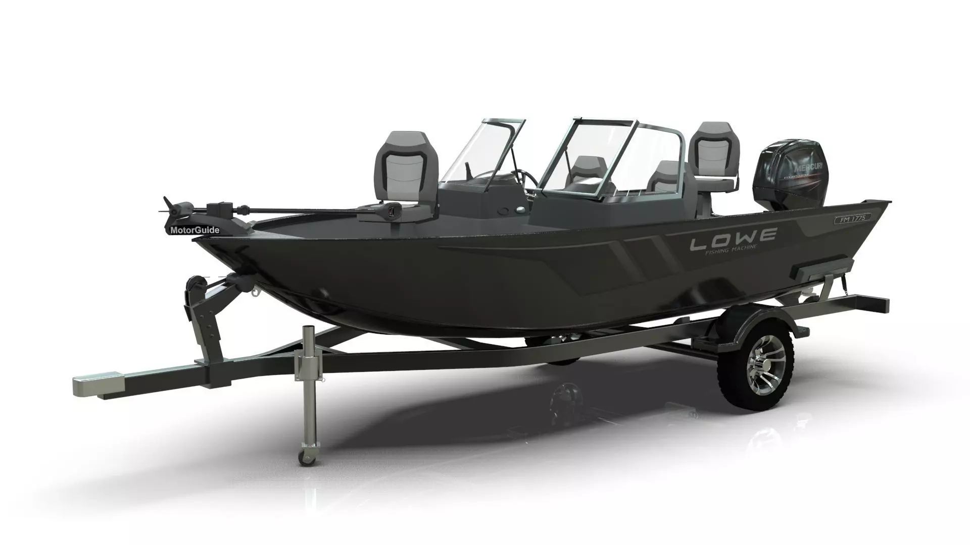 Boat Lowe Fishing Machine 1775 WT plus Trailer  Low-poly 3D model_0