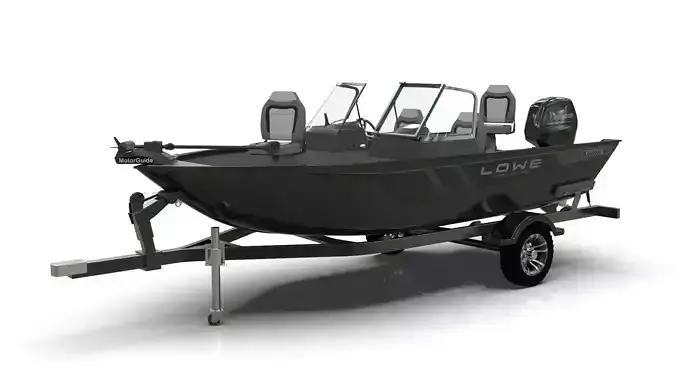 Boat Lowe Fishing Machine 1775 WT plus Trailer  Low-poly 3D model