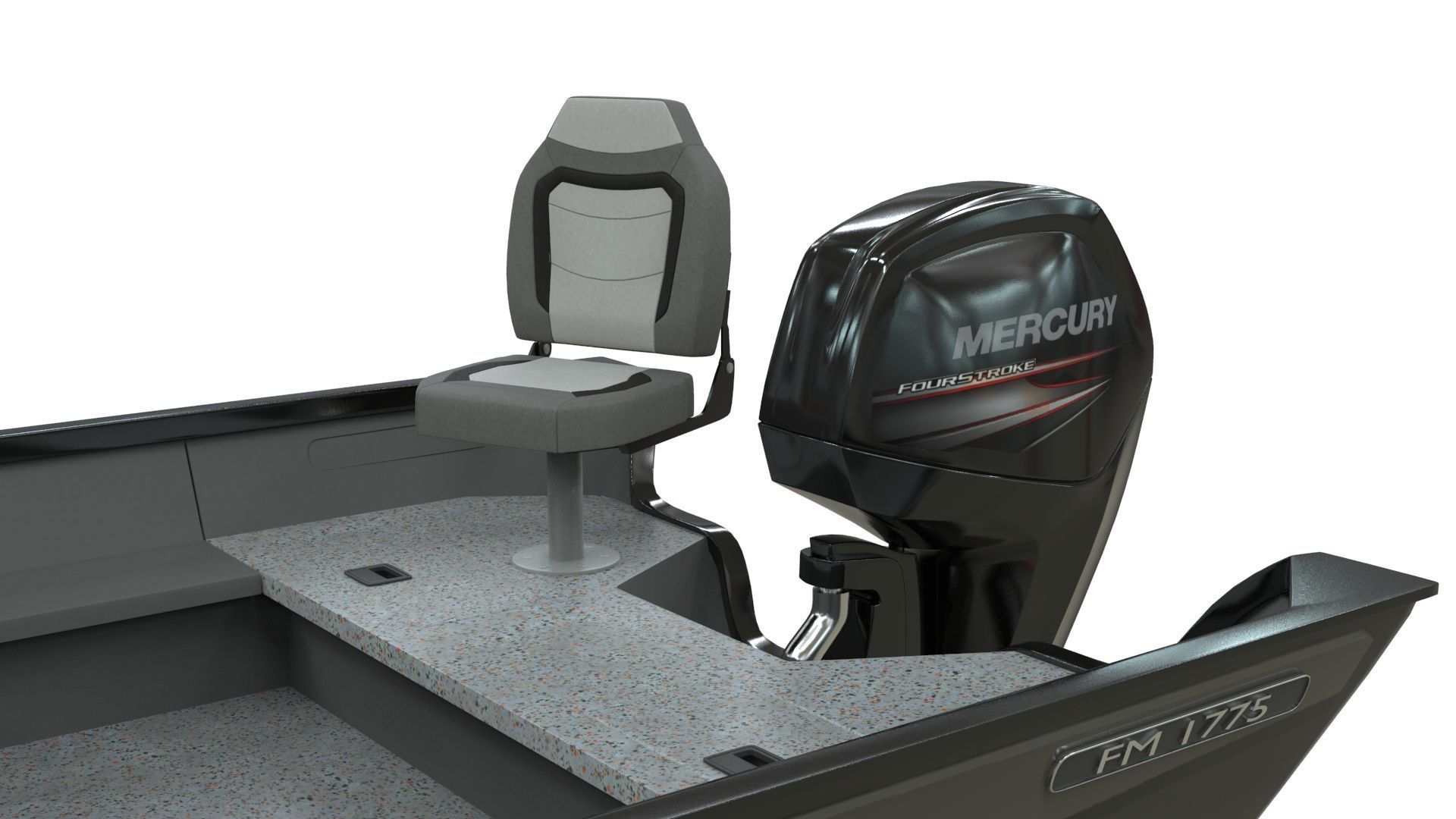 Boat Lowe Fishing Machine 1775 WT plus Trailer  Low-poly 3D model_10