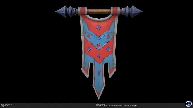Stylized Fantasy Banner of Valor Low-poly 3D model