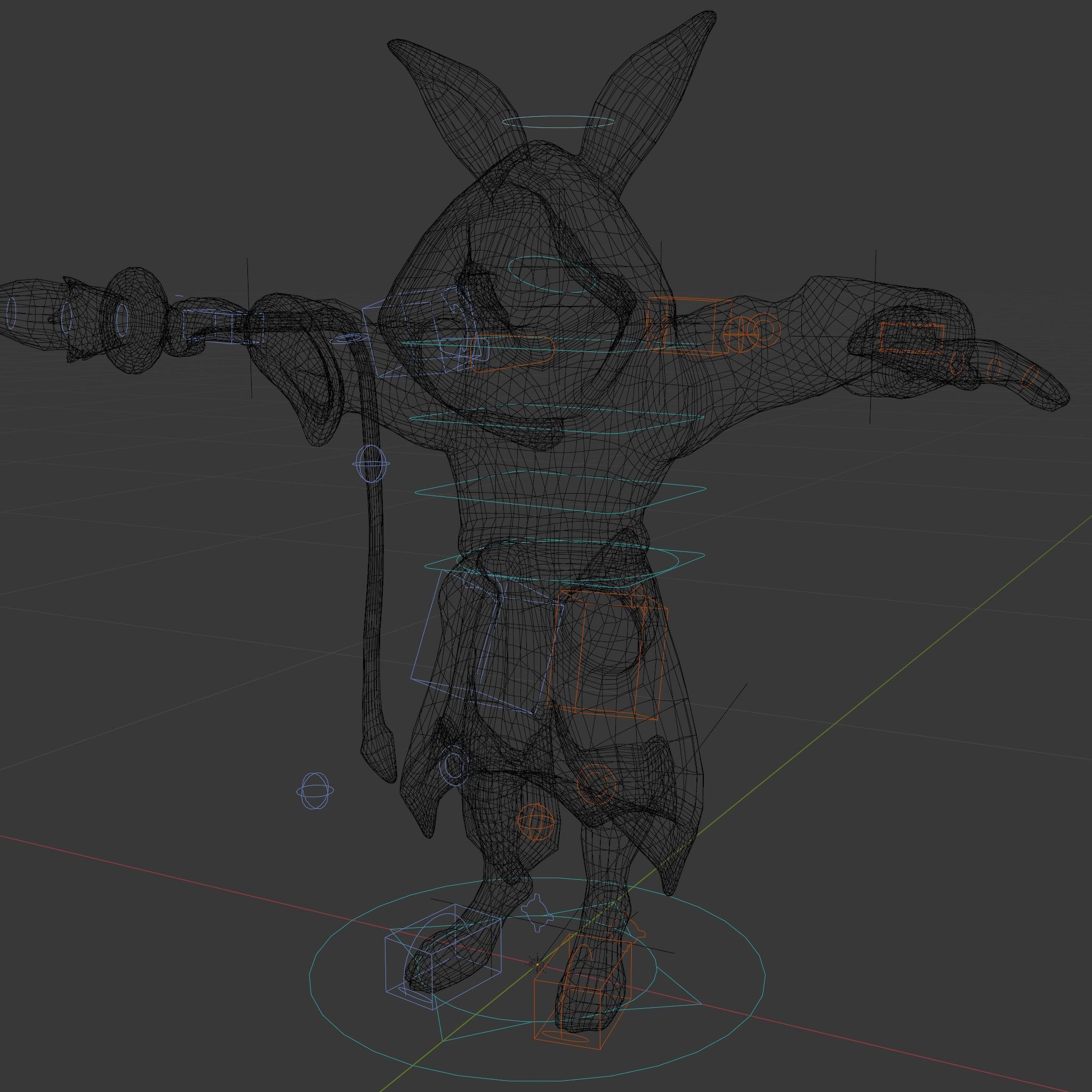 D Rigged and Animated Rabbit Wizard Character with Staff Low-poly 3D model_6