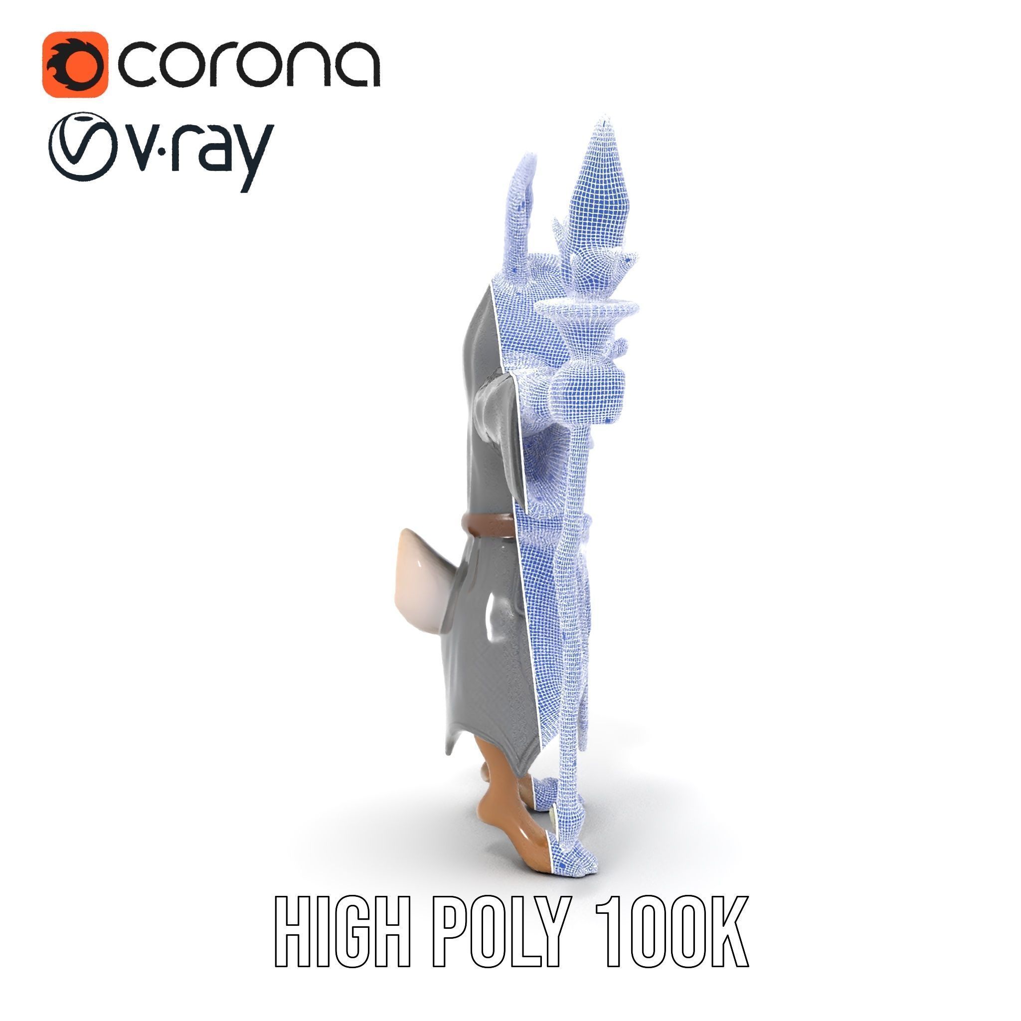 D Rigged and Animated Rabbit Wizard Character with Staff Low-poly 3D model_32