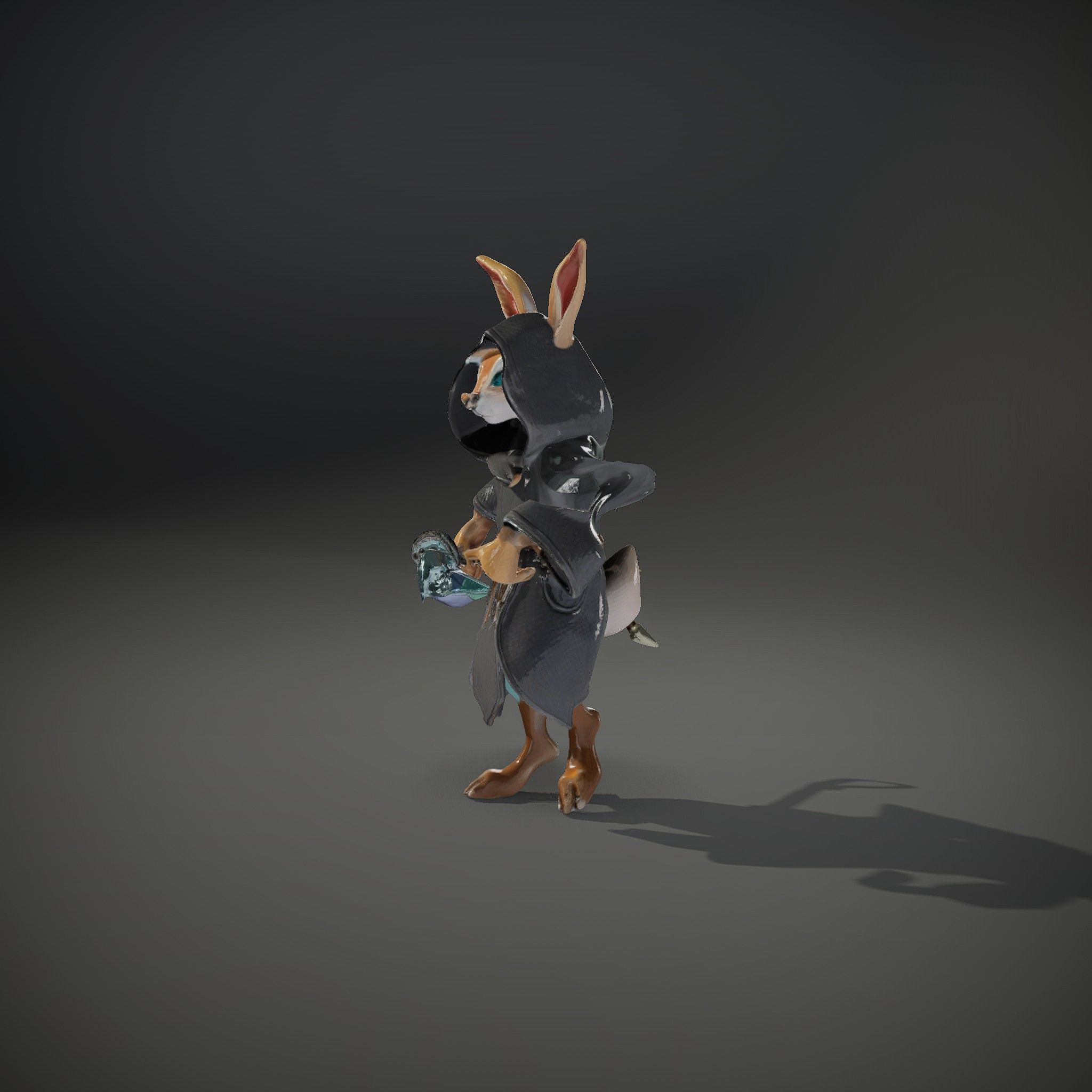 D Rigged and Animated Rabbit Wizard Character with Staff Low-poly 3D model_37