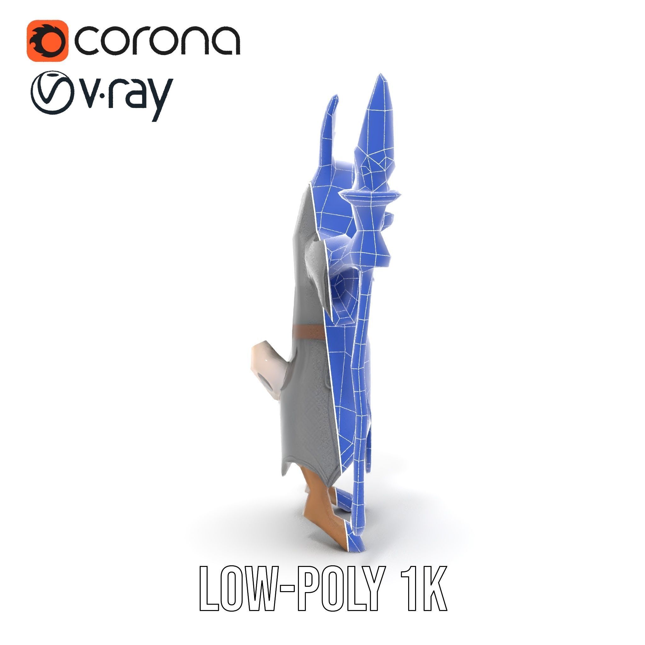 D Rigged and Animated Rabbit Wizard Character with Staff Low-poly 3D model_26