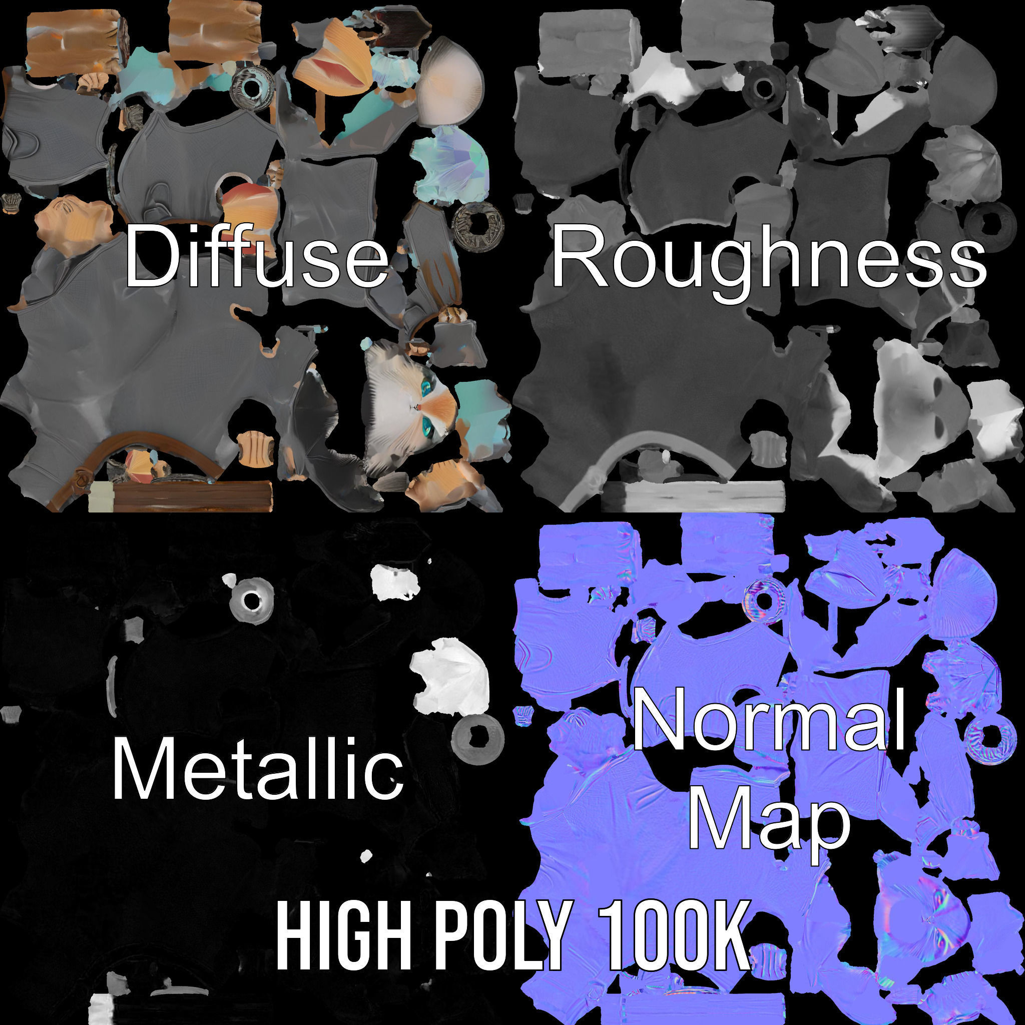 D Rigged and Animated Rabbit Wizard Character with Staff Low-poly 3D model_4