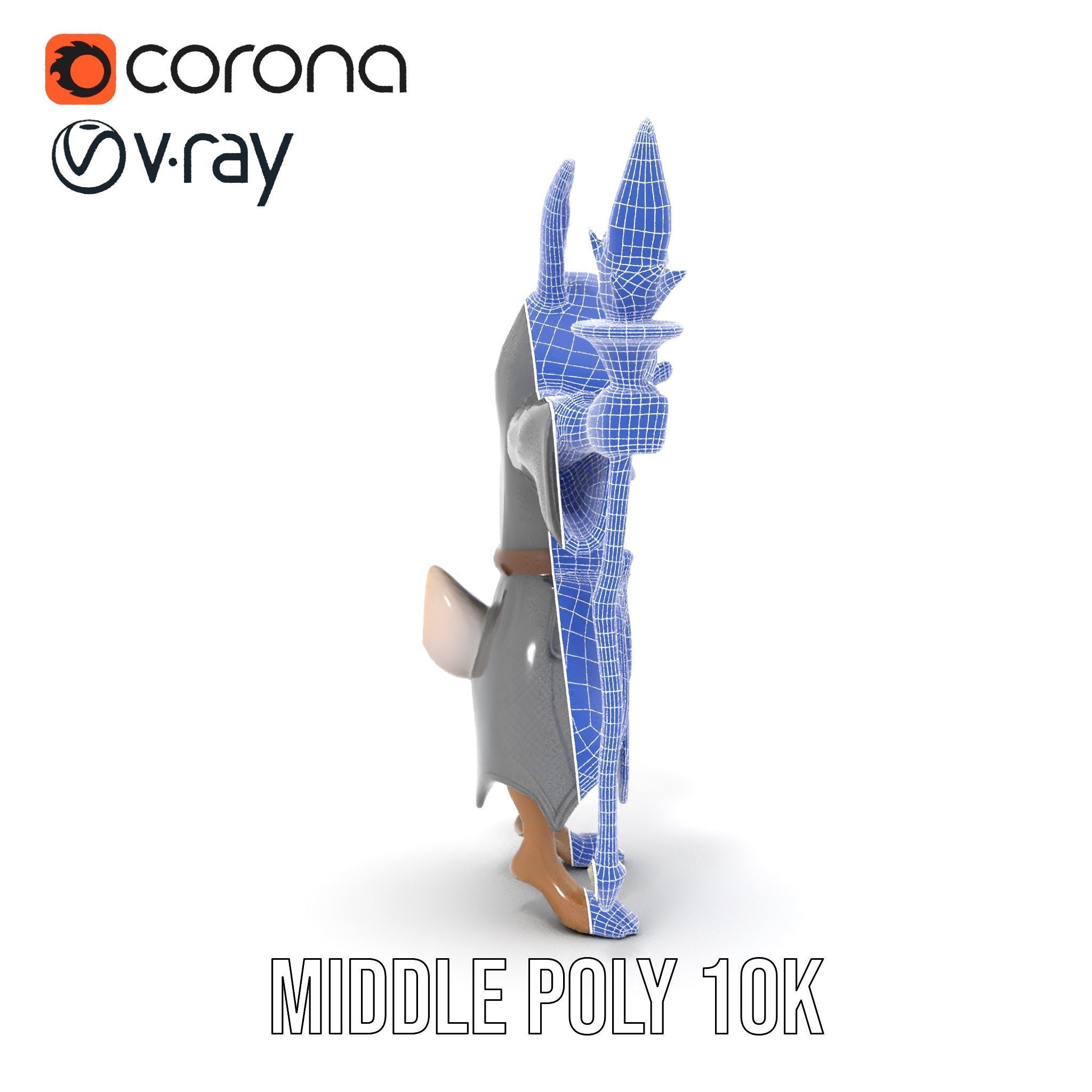 D Rigged and Animated Rabbit Wizard Character with Staff Low-poly 3D model_30