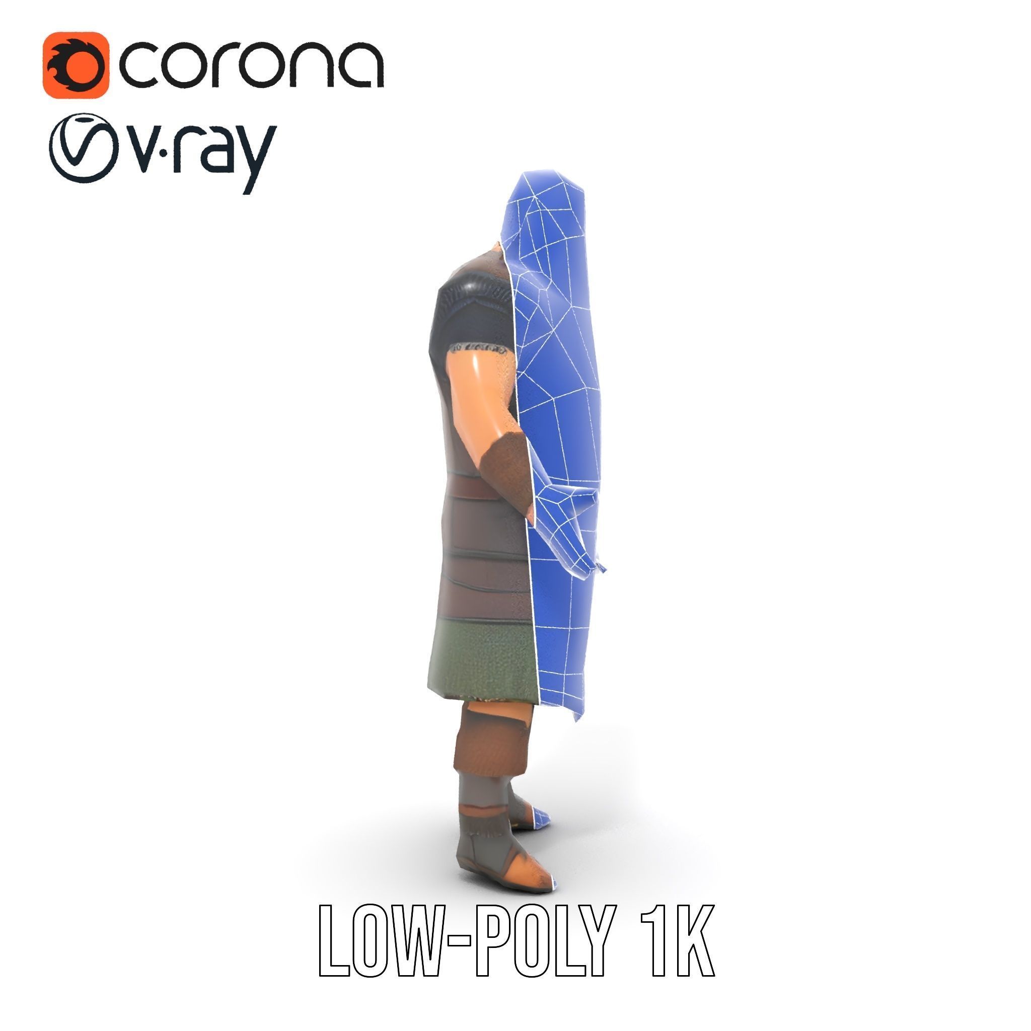 Viking Warrior Character Model Rigged and Animated Low-poly 3D model_20