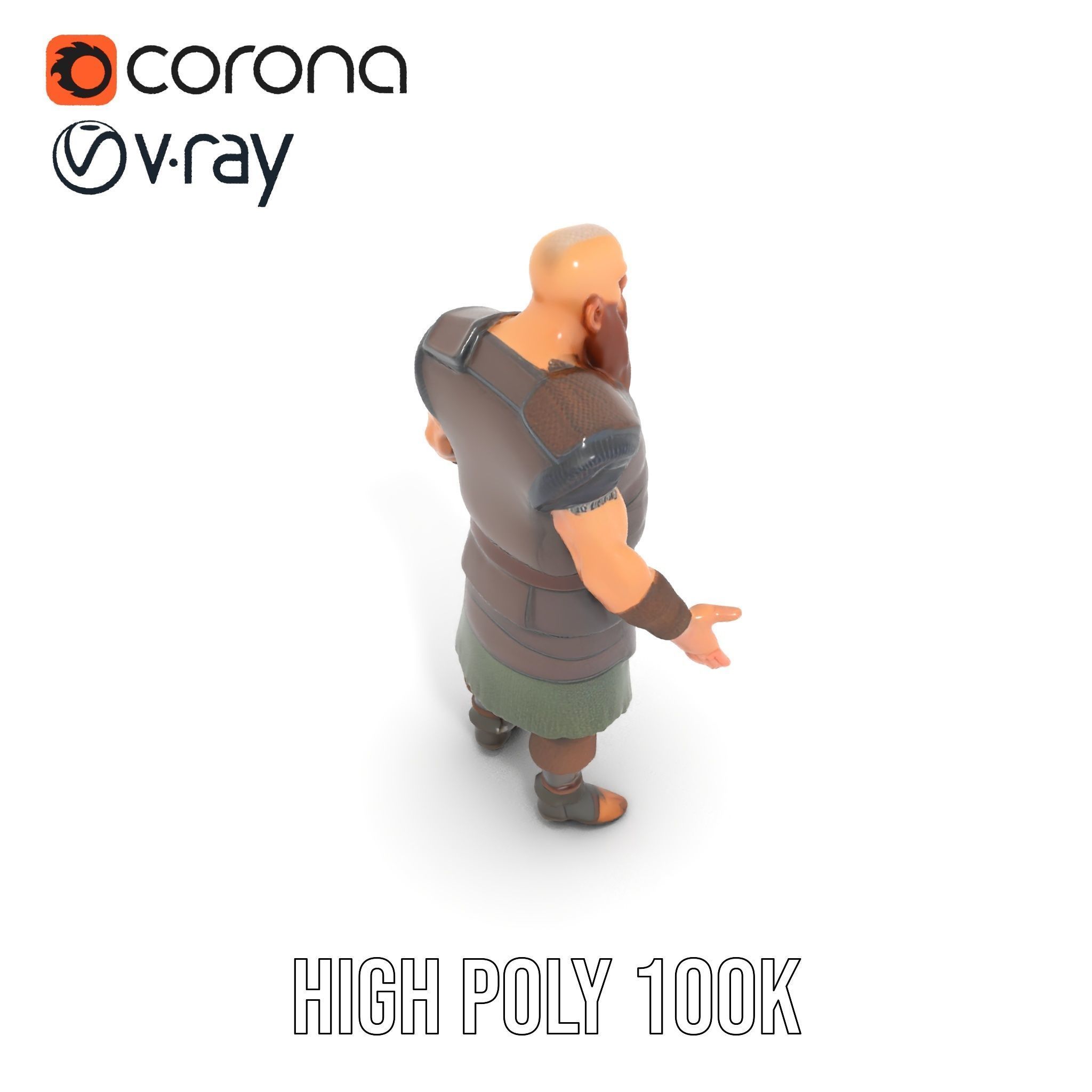 Viking Warrior Character Model Rigged and Animated Low-poly 3D model_13