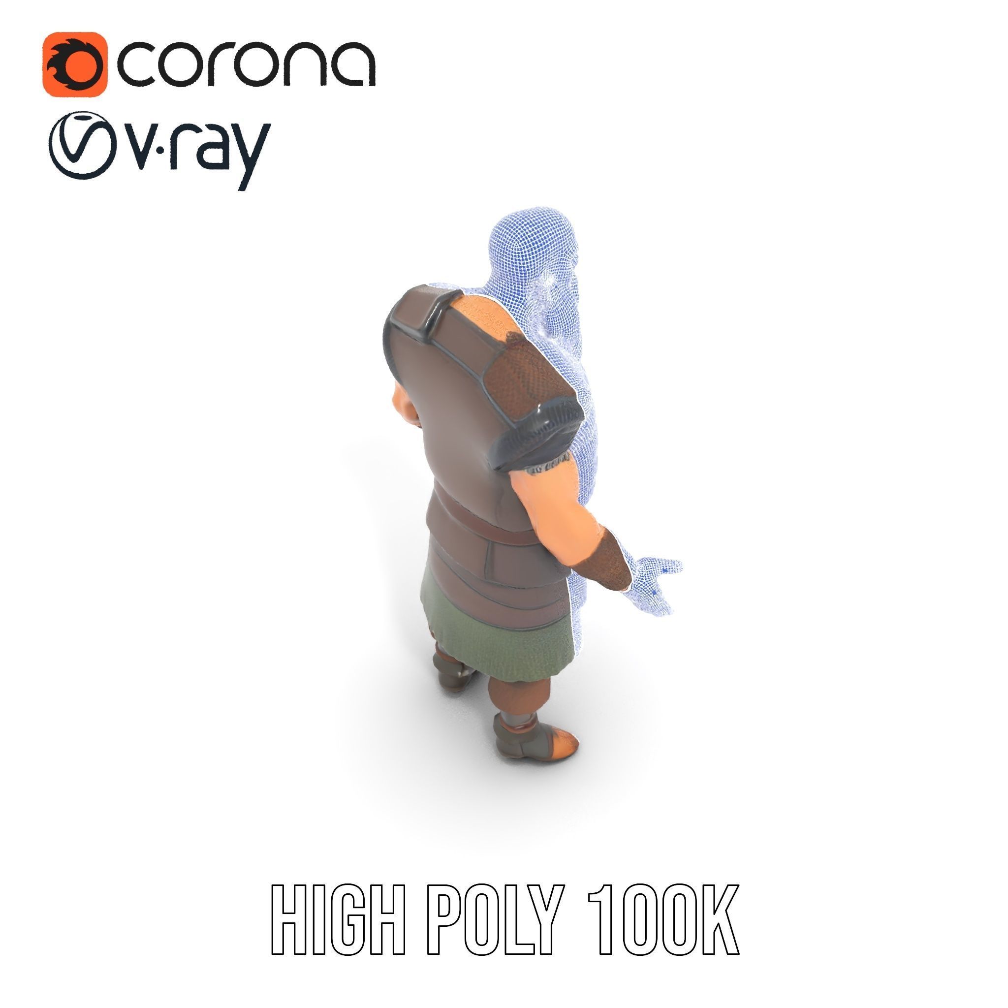 Viking Warrior Character Model Rigged and Animated Low-poly 3D model_34