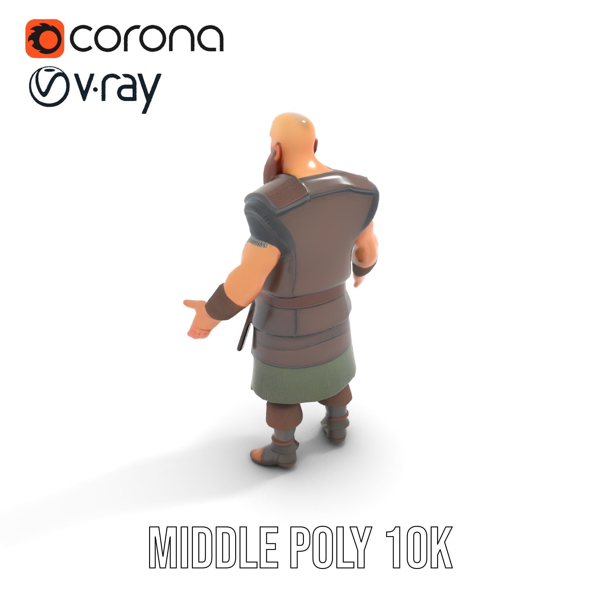 Viking Warrior Character Model Rigged and Animated Low-poly 3D model_19
