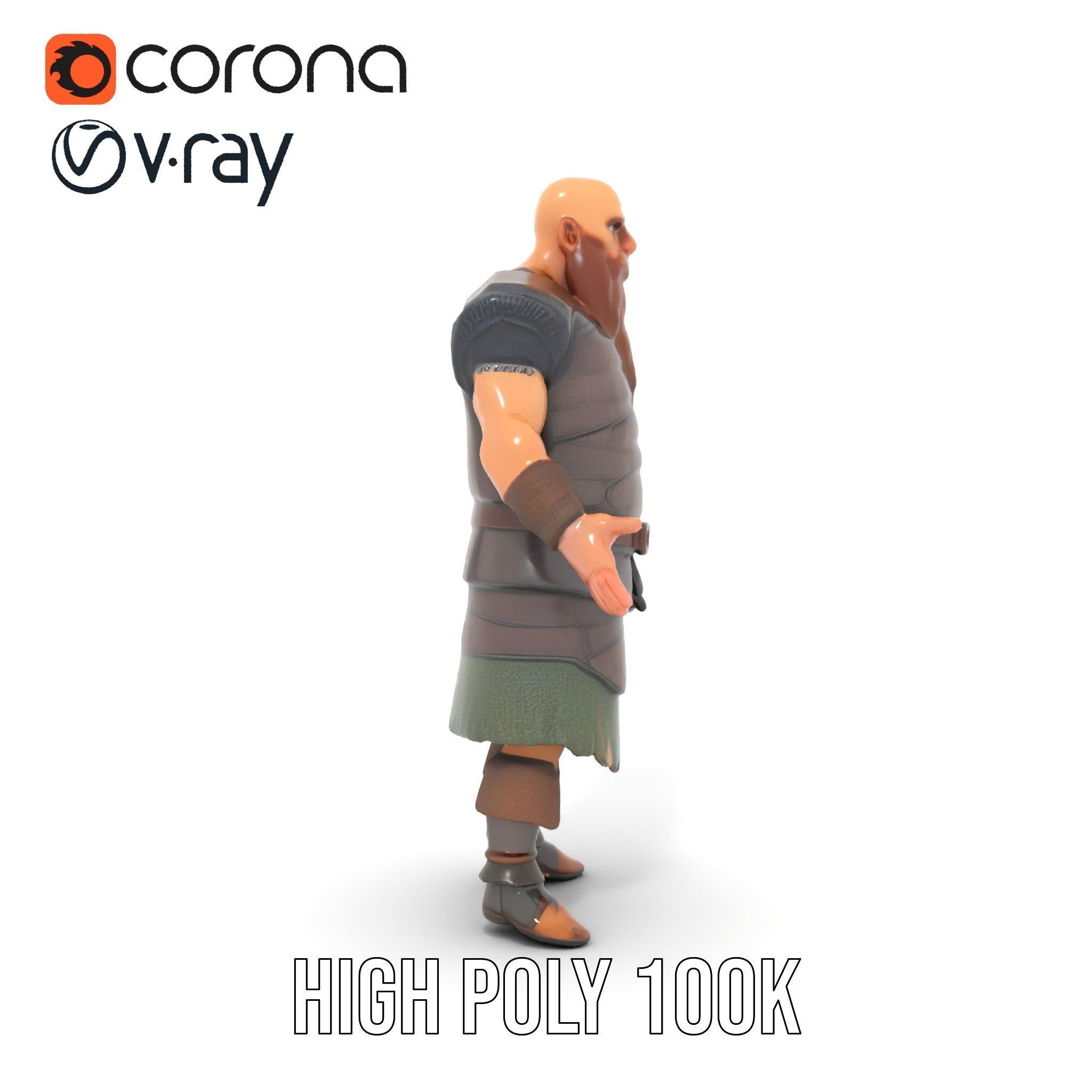 Viking Warrior Character Model Rigged and Animated Low-poly 3D model_16