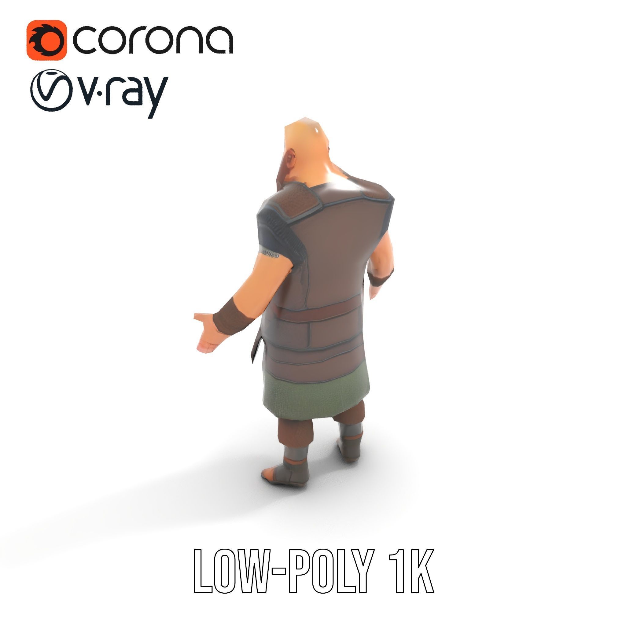 Viking Warrior Character Model Rigged and Animated Low-poly 3D model_15