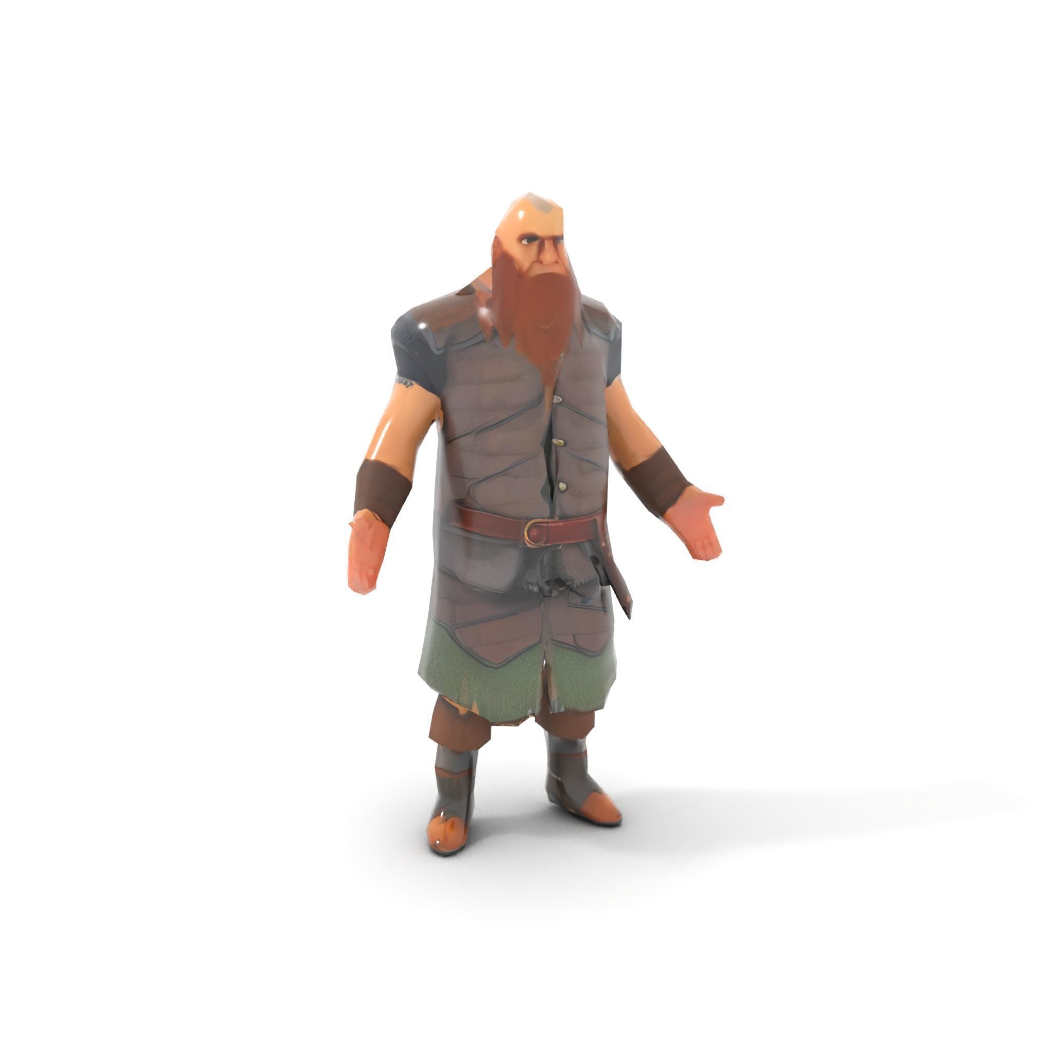 Viking Warrior Character Model Rigged and Animated Low-poly 3D model_8