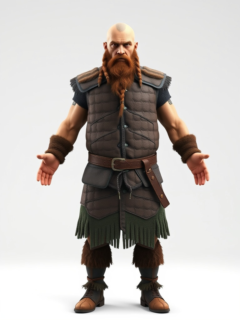Viking Warrior Character Model Rigged and Animated Low-poly 3D model_3