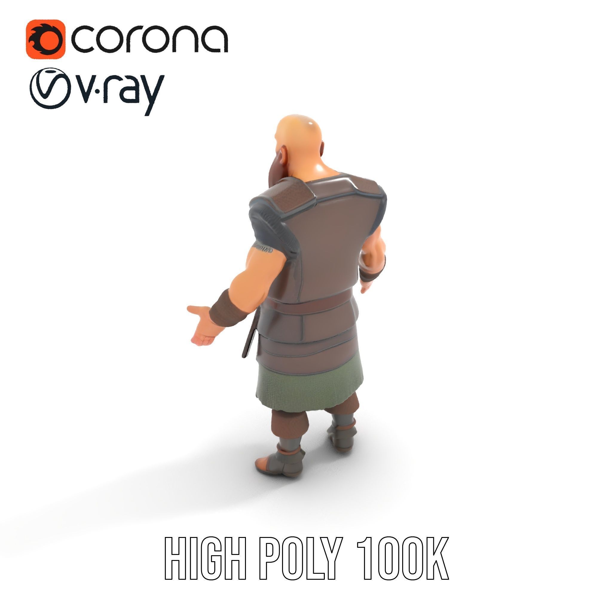 Viking Warrior Character Model Rigged and Animated Low-poly 3D model_10