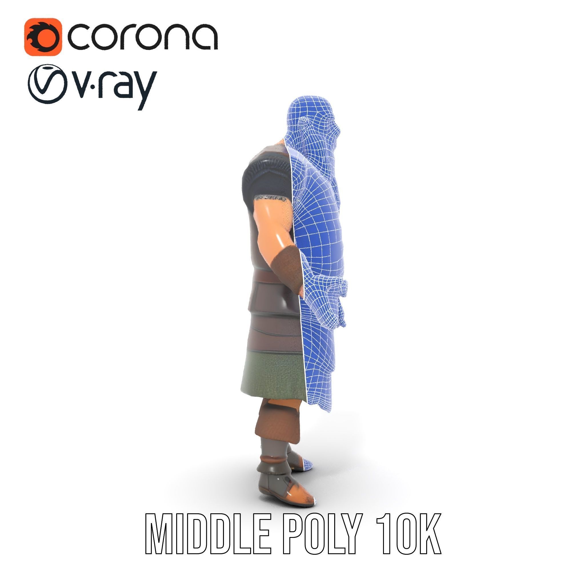 Viking Warrior Character Model Rigged and Animated Low-poly 3D model_30