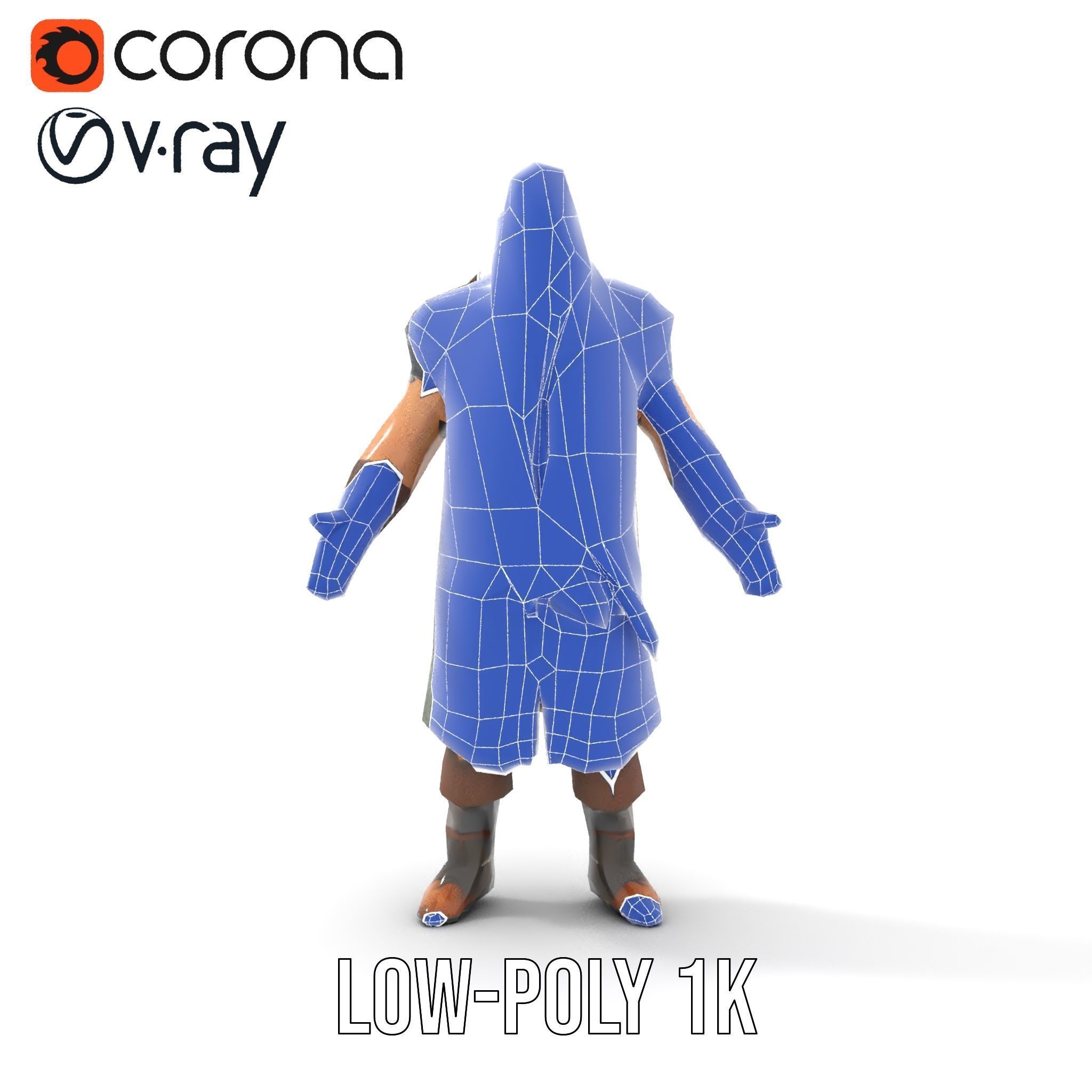 Viking Warrior Character Model Rigged and Animated Low-poly 3D model_18