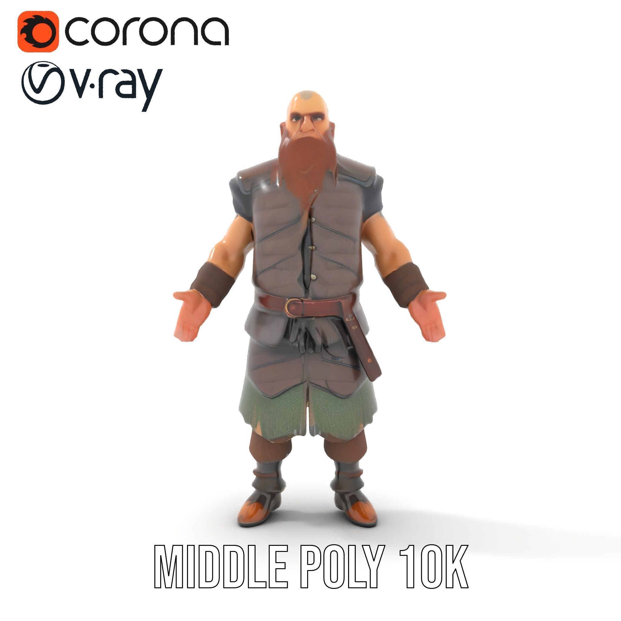 Viking Warrior Character Model Rigged and Animated Low-poly 3D model_11