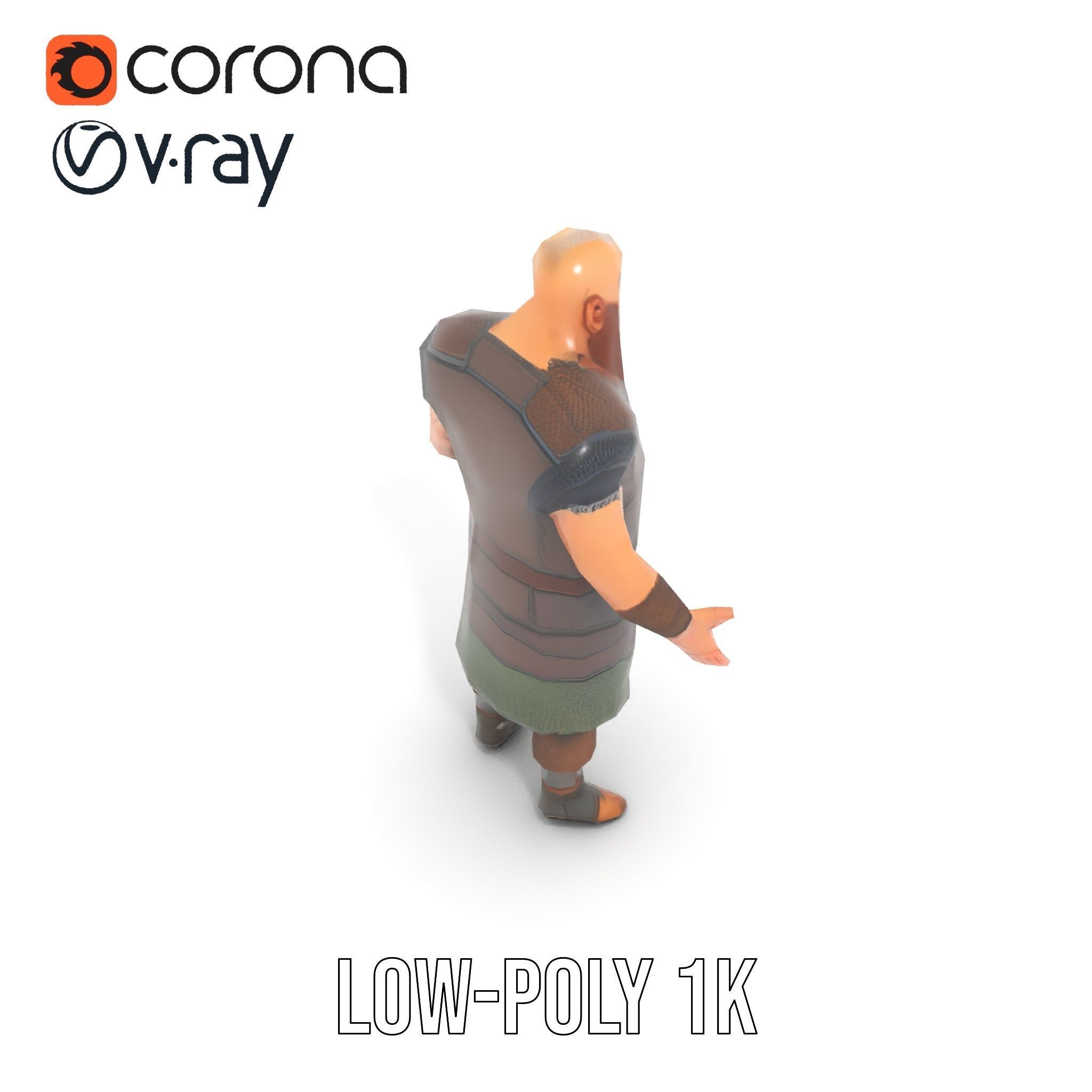 Viking Warrior Character Model Rigged and Animated Low-poly 3D model_22