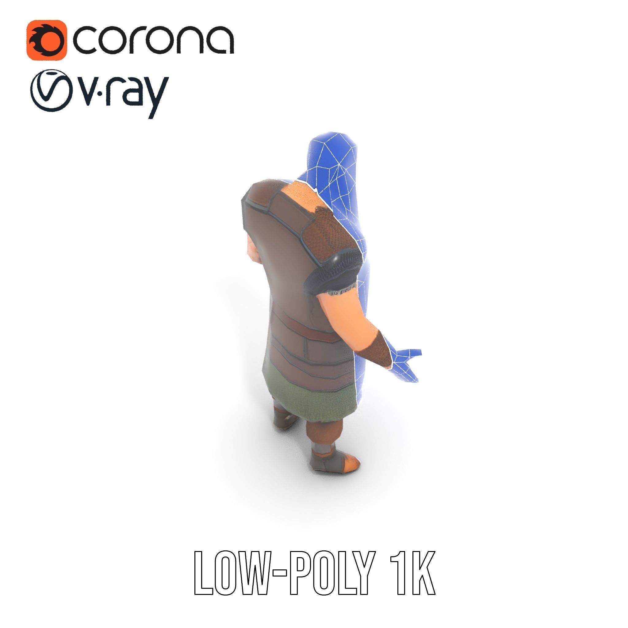 Viking Warrior Character Model Rigged and Animated Low-poly 3D model_28