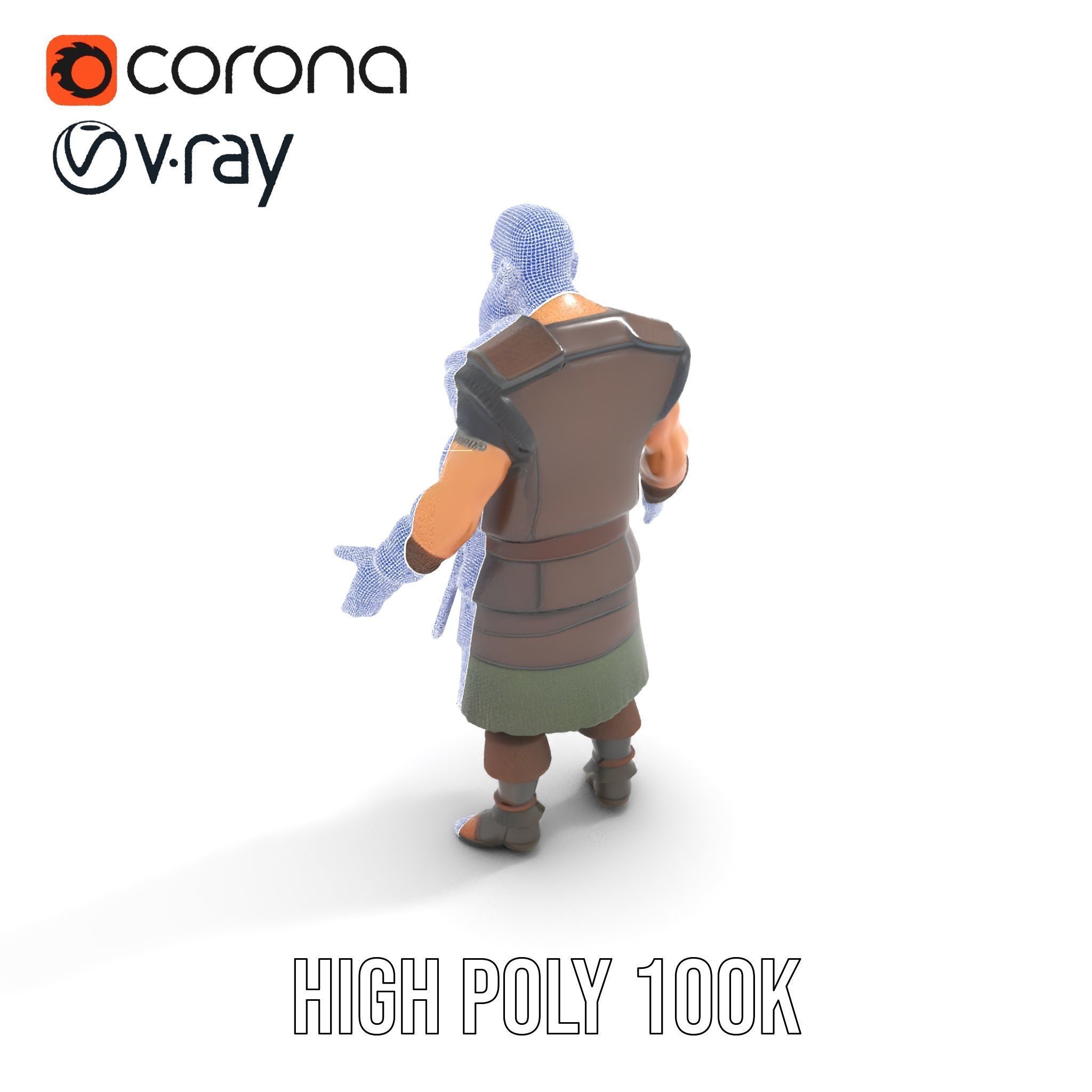 Viking Warrior Character Model Rigged and Animated Low-poly 3D model_29