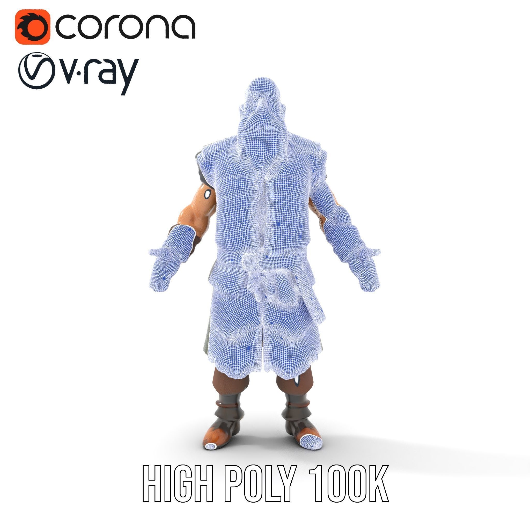 Viking Warrior Character Model Rigged and Animated Low-poly 3D model_32